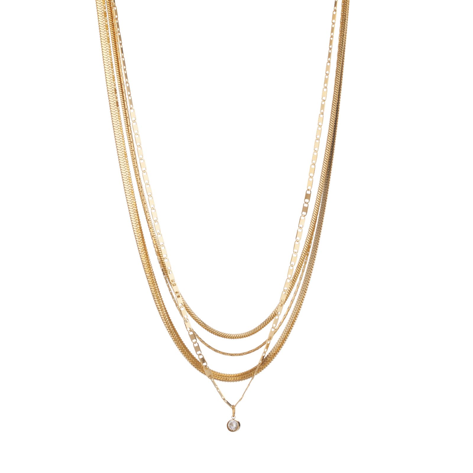 Steel by Diamonique Layered Chain Necklace Stainless Steel