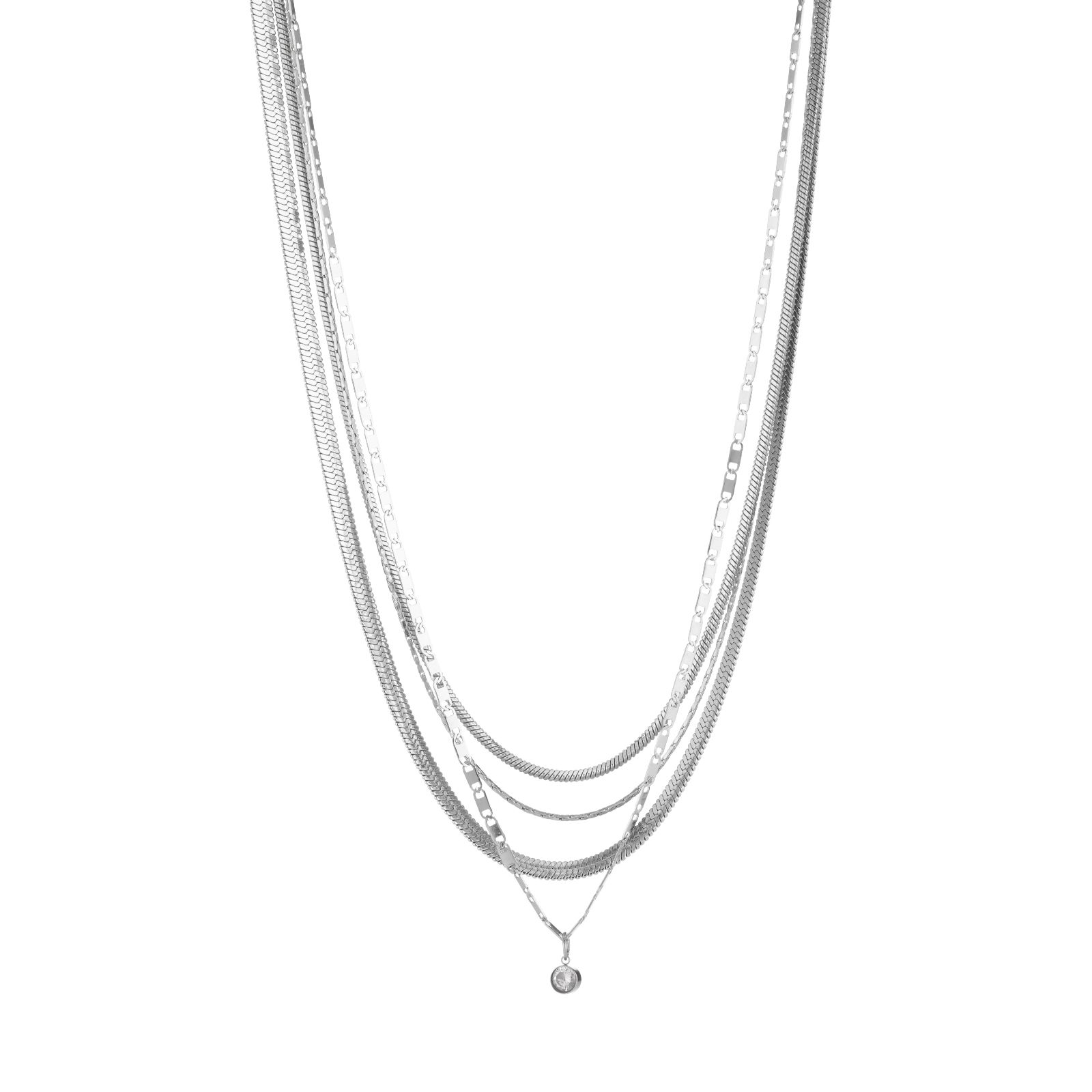 Steel by Diamonique Layered Chain Necklace Stainless Steel