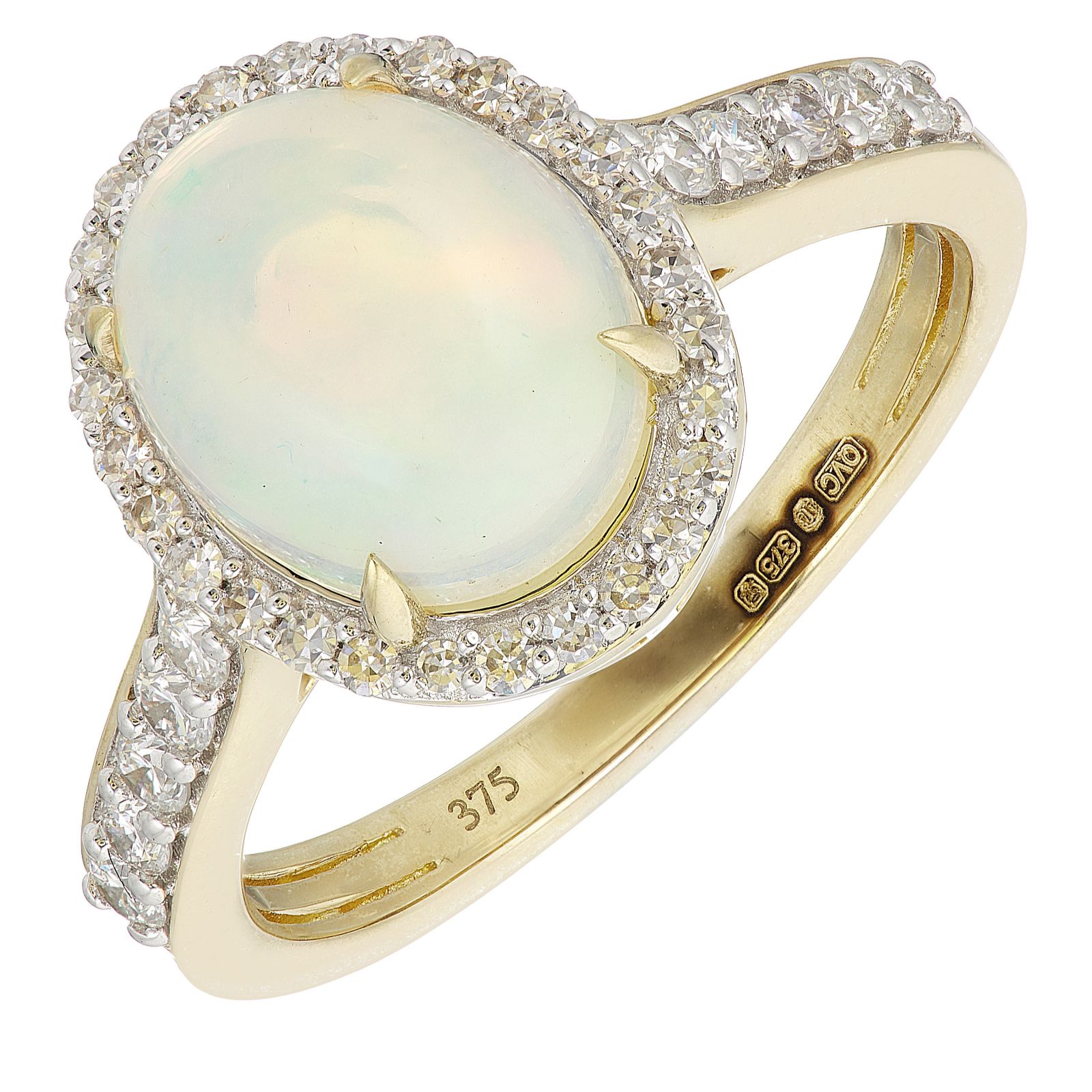 1.45ct Ethiopian Opal and 0.33ct Diamond Ring 9ct Gold