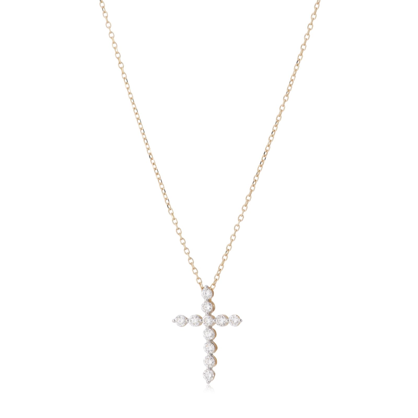 Fire Light 0.32ct Lab Grown Diamond Cross Pendant & Chain 9ct Gold
