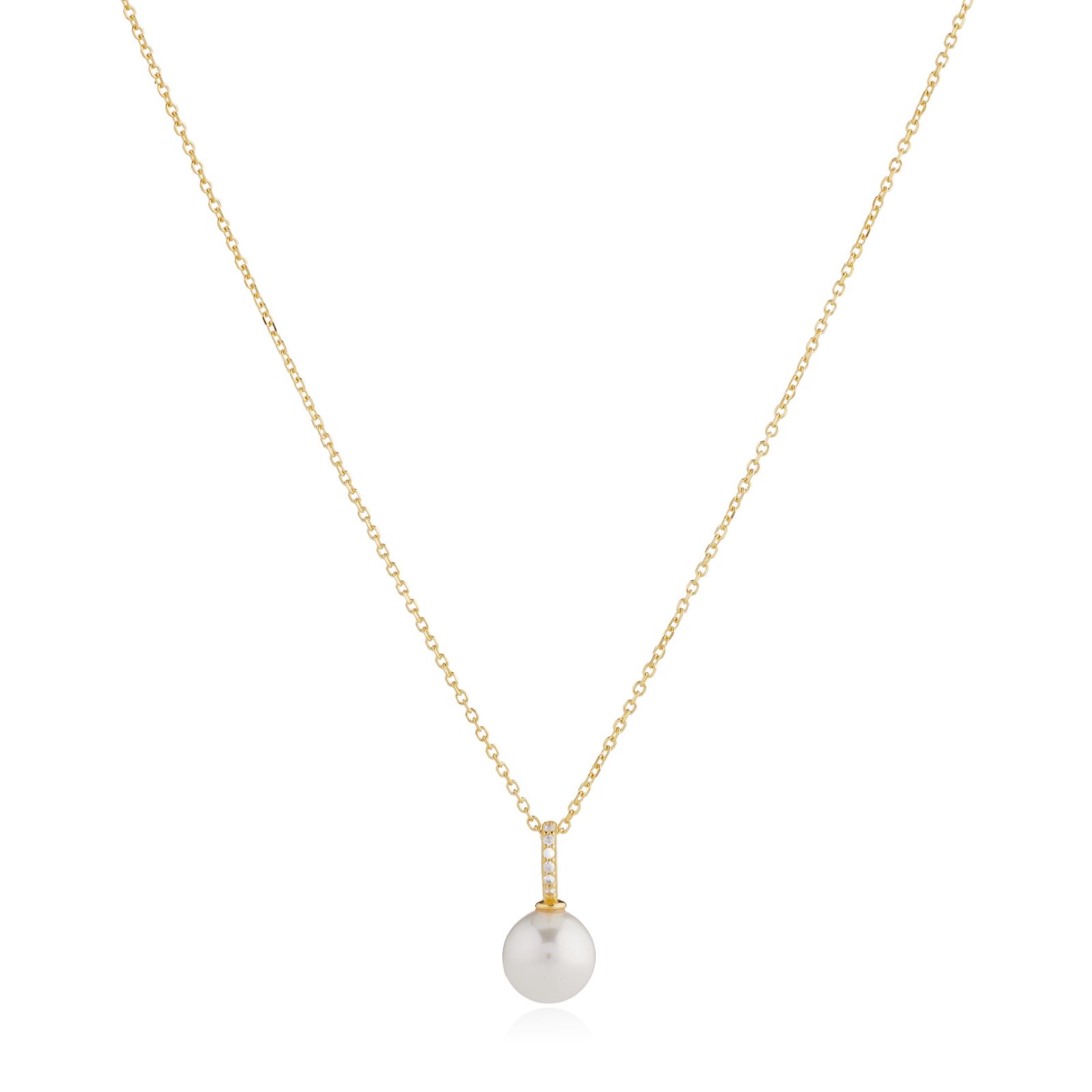 Diamonique 0.03ct Shell Pearl Pendant Necklace Sterling Silver