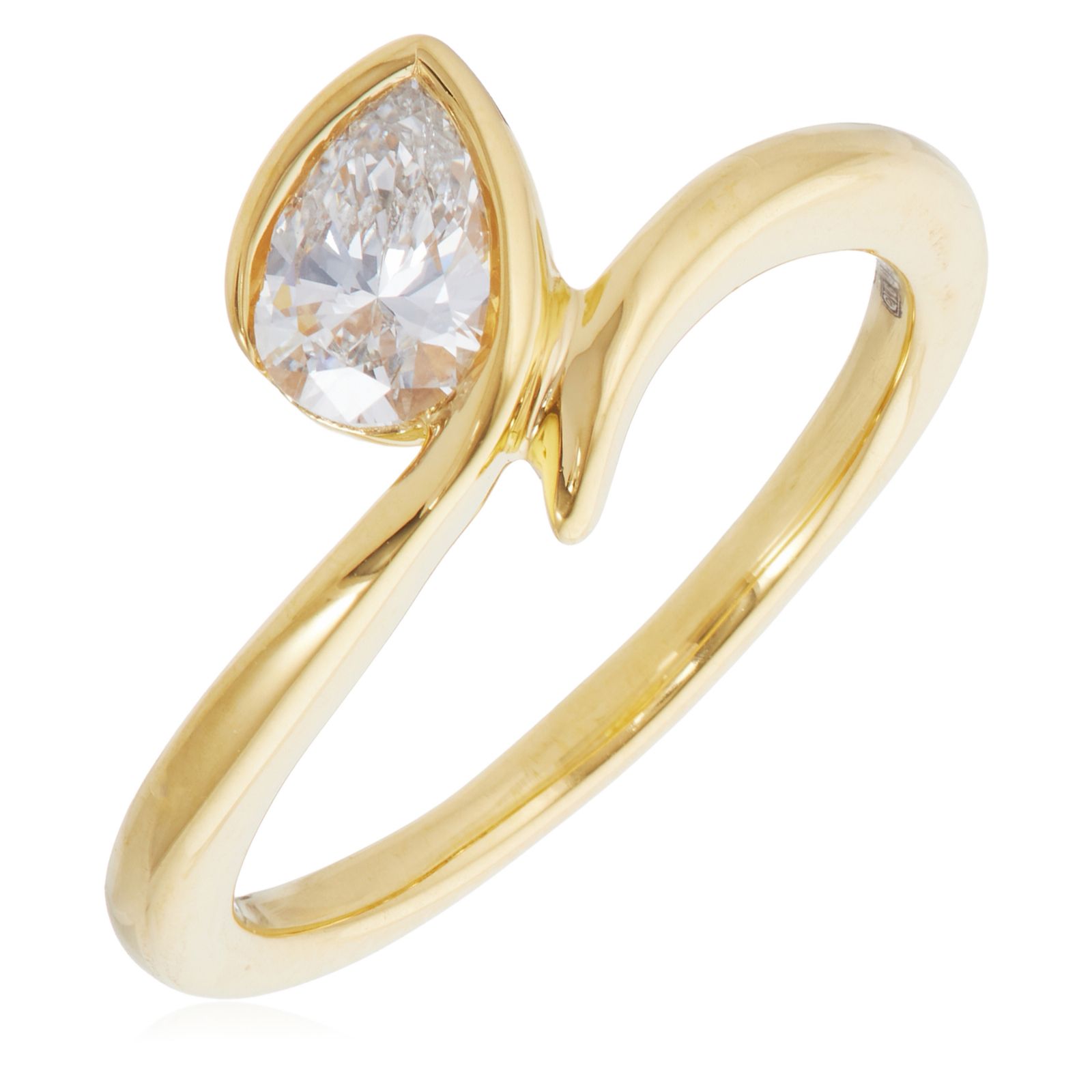 Fire Light 0.50ct Lab Grown Diamond Pear Cut Wave Ring 18ct Gold Vermeil