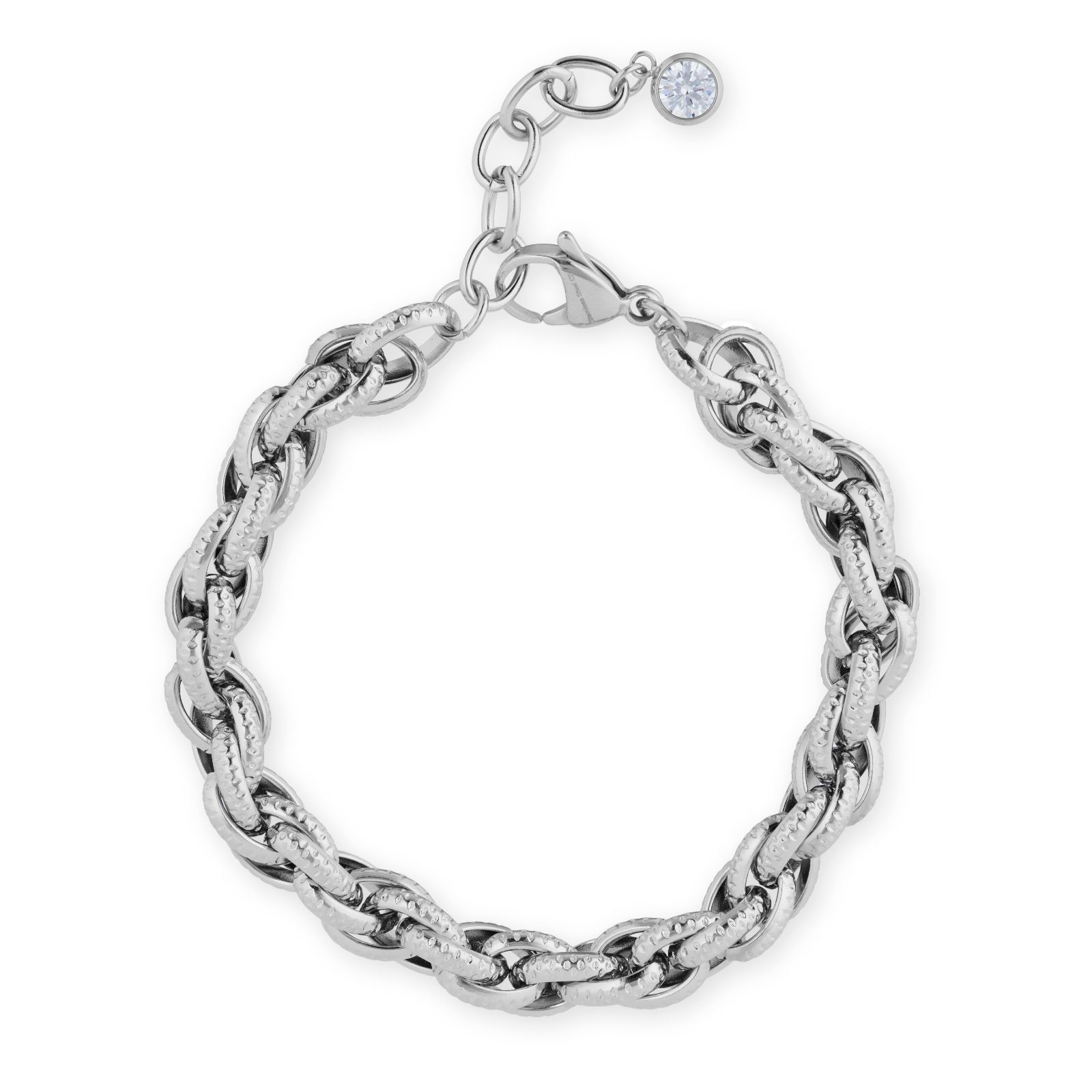 Steel by Diamonique Textured Chain Link Bracelet