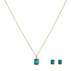 Steel by Diamonique X Sara Davies Birthstone Necklace & Earring Set in Gift Box