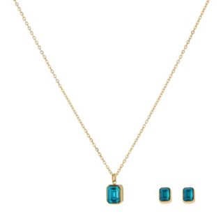 Steel by Diamonique X Sara Davies Birthstone Necklace & Earring Set in Gift Box