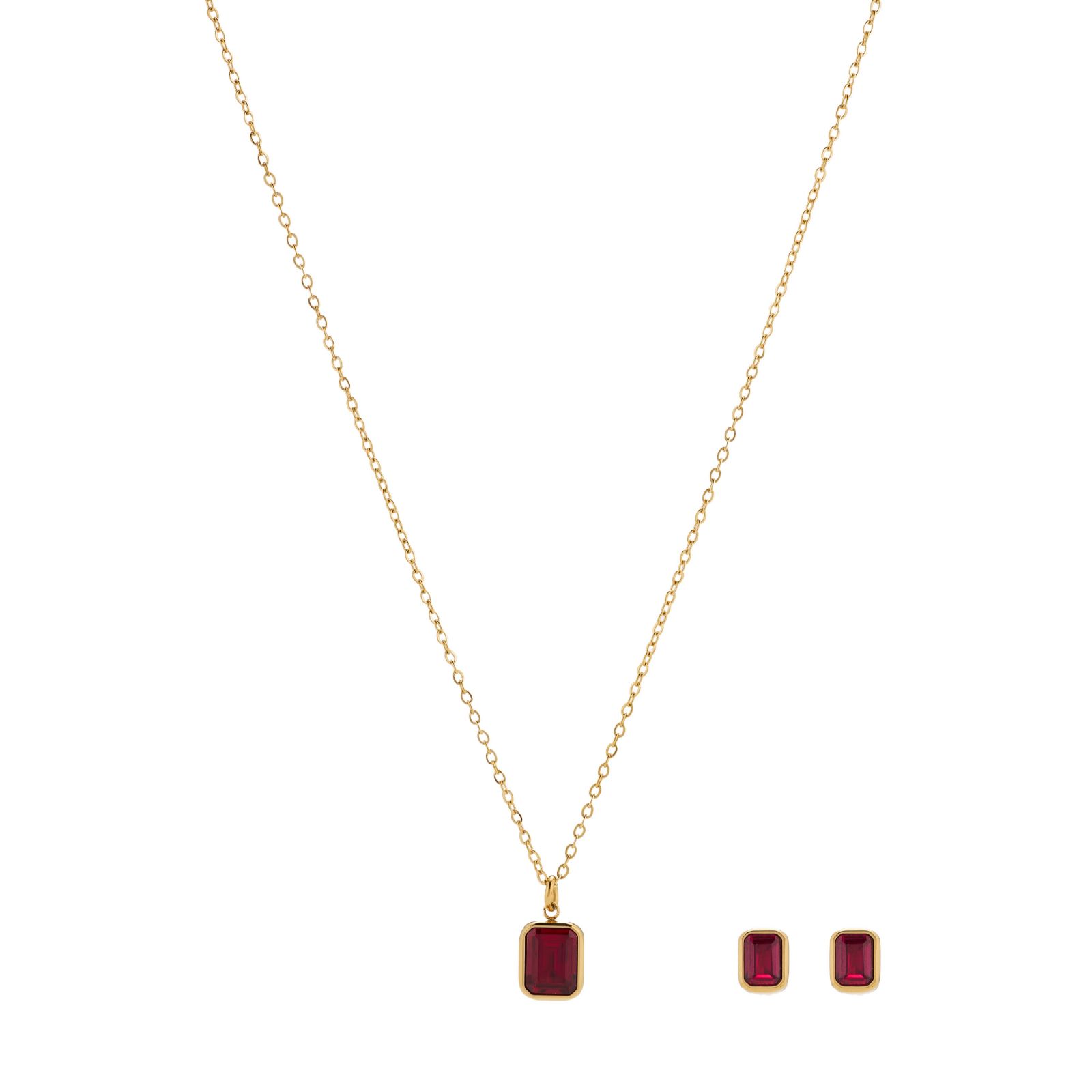 Steel by Diamonique X Sara Davies Birthstone Necklace & Earring Set in Gift Box