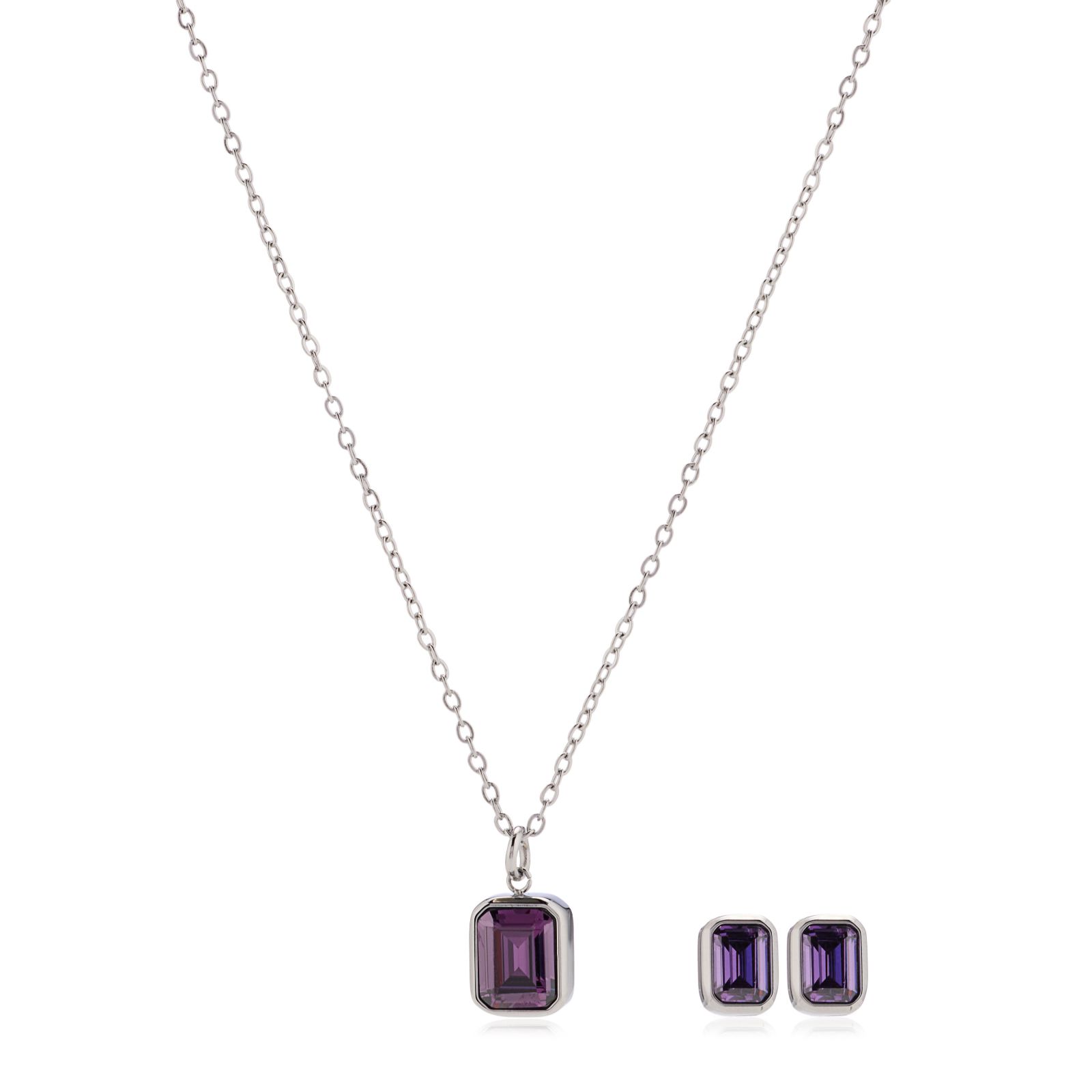 Steel by Diamonique X Sara Davies Birthstone Necklace & Earring Set in Gift Box