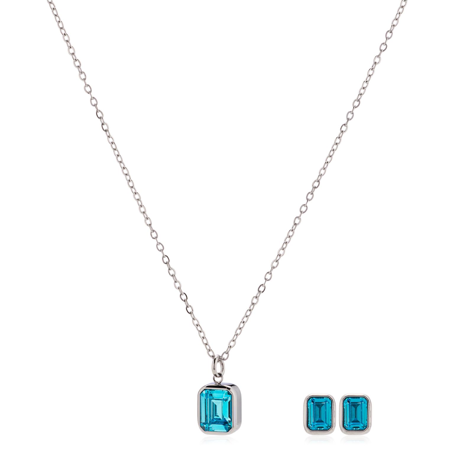 Steel by Diamonique X Sara Davies Birthstone Necklace & Earring Set in Gift Box