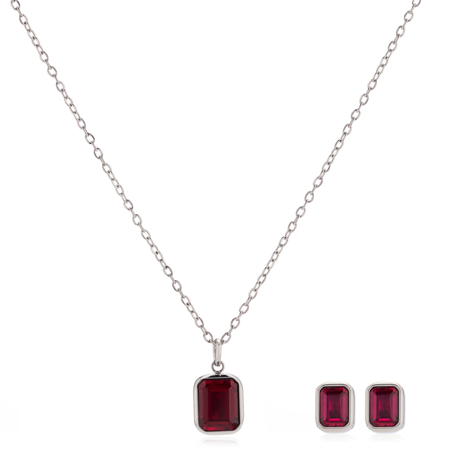 Steel by Diamonique X Sara Davies Birthstone Necklace & Earring Set in Gift Box