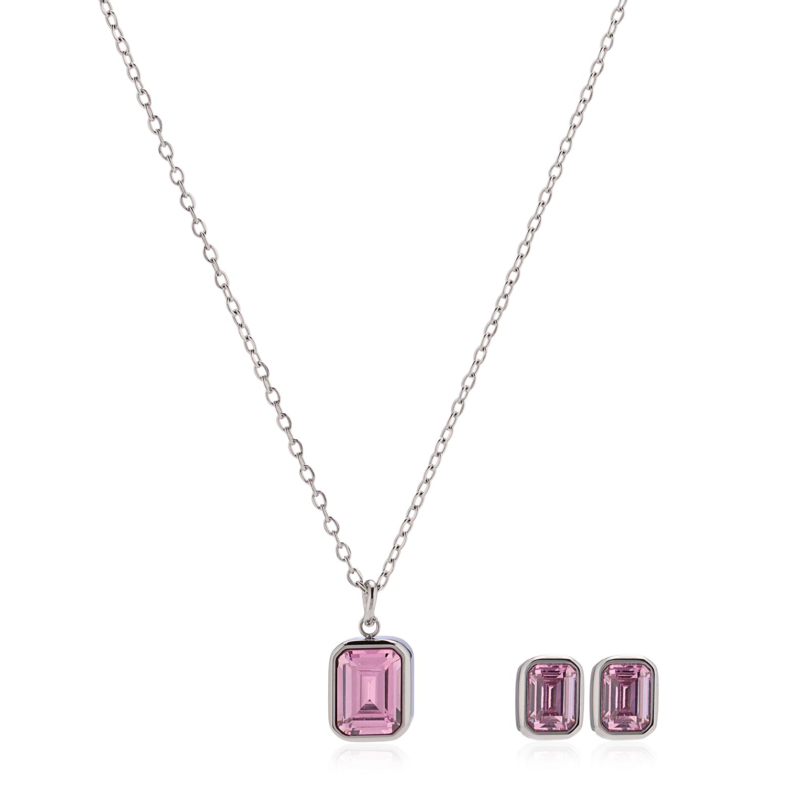 Steel by Diamonique X Sara Davies Birthstone Necklace & Earring Set in Gift Box