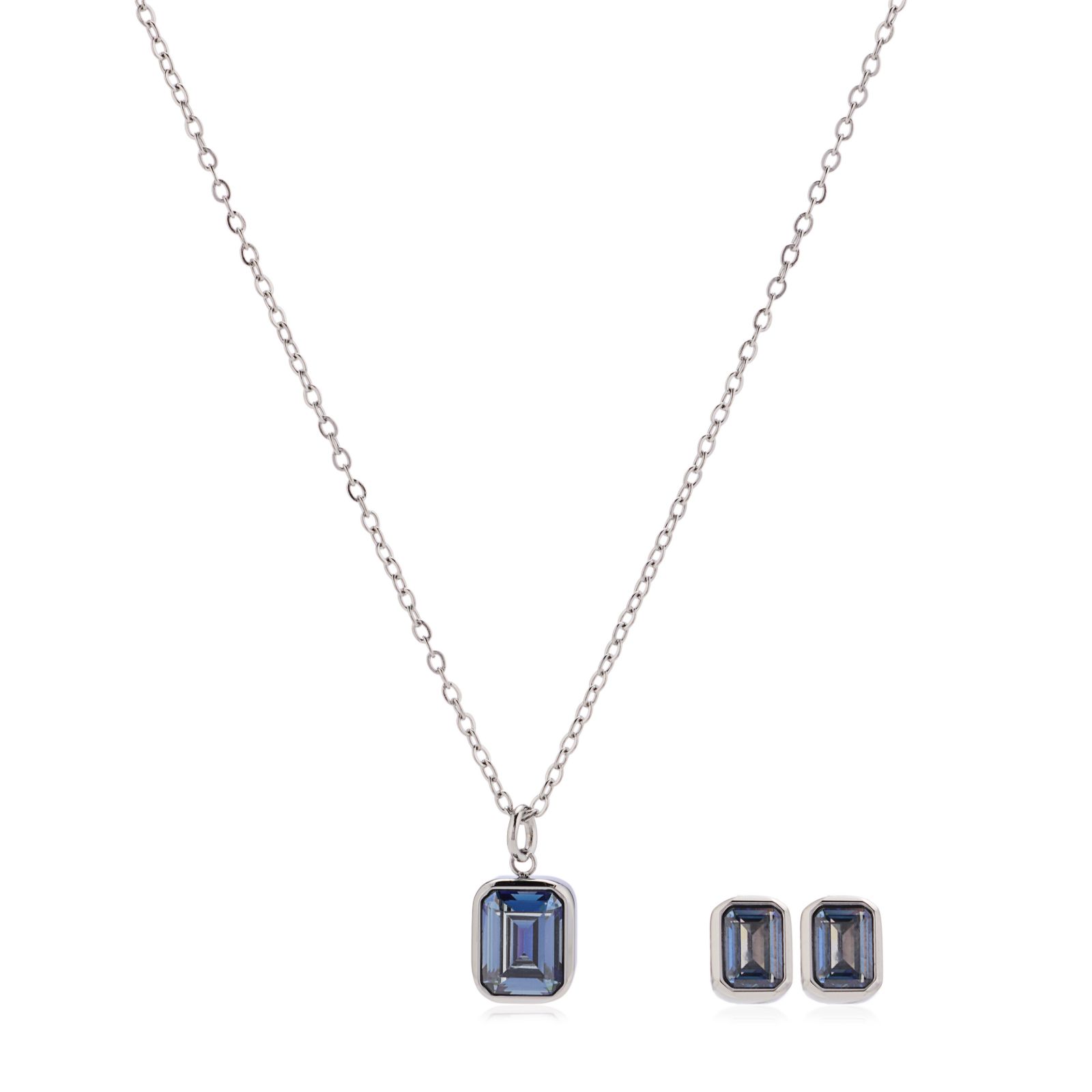 Steel by Diamonique X Sara Davies Birthstone Necklace & Earring Set in Gift Box