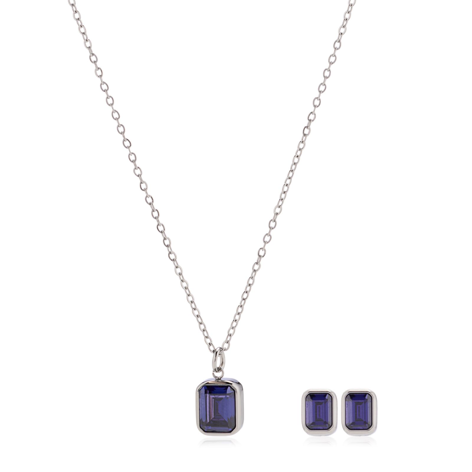 Steel by Diamonique X Sara Davies Birthstone Necklace & Earring Set in Gift Box