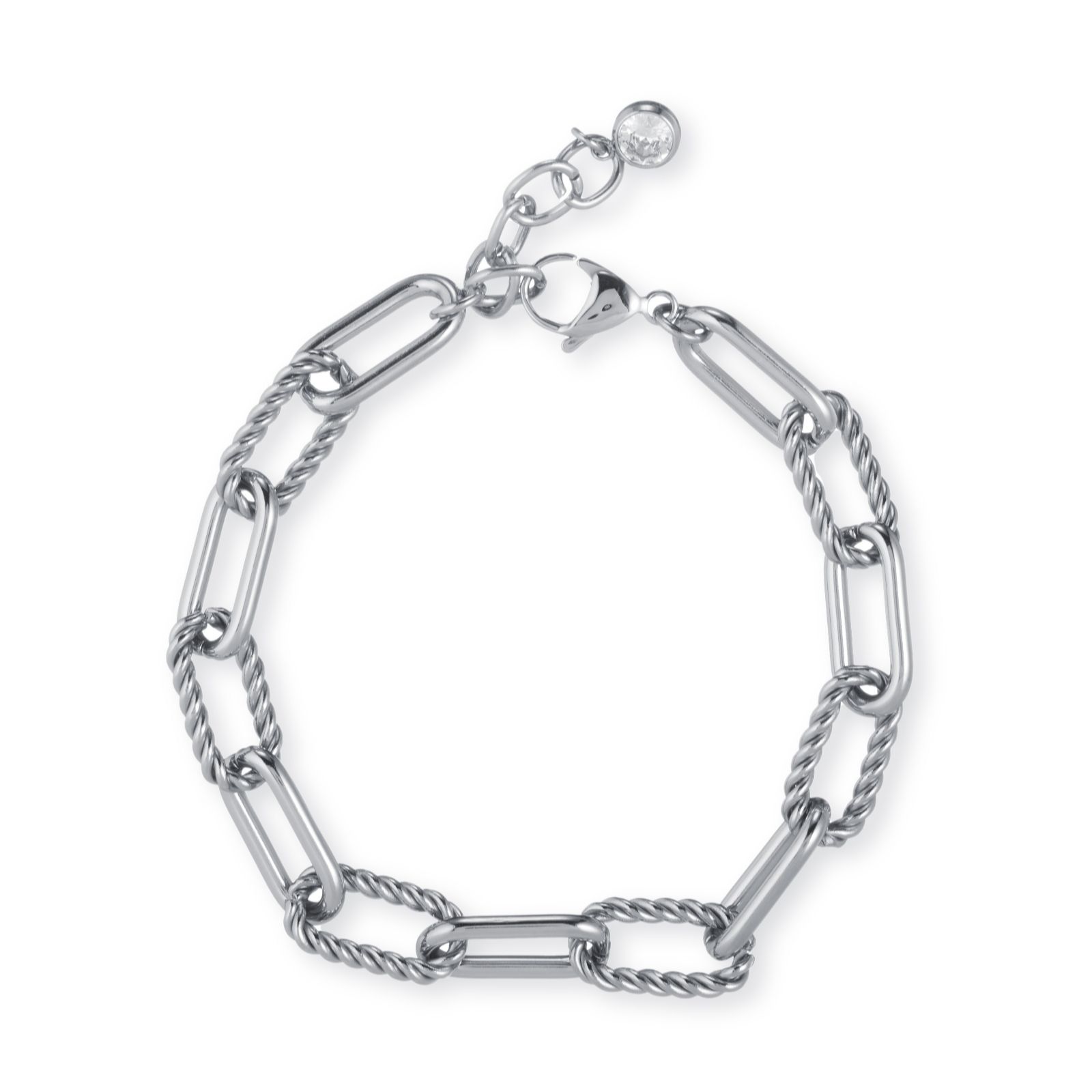 Steel by Diamonique Textured Chain Link Bracelet Stainless Steel - QVC UK