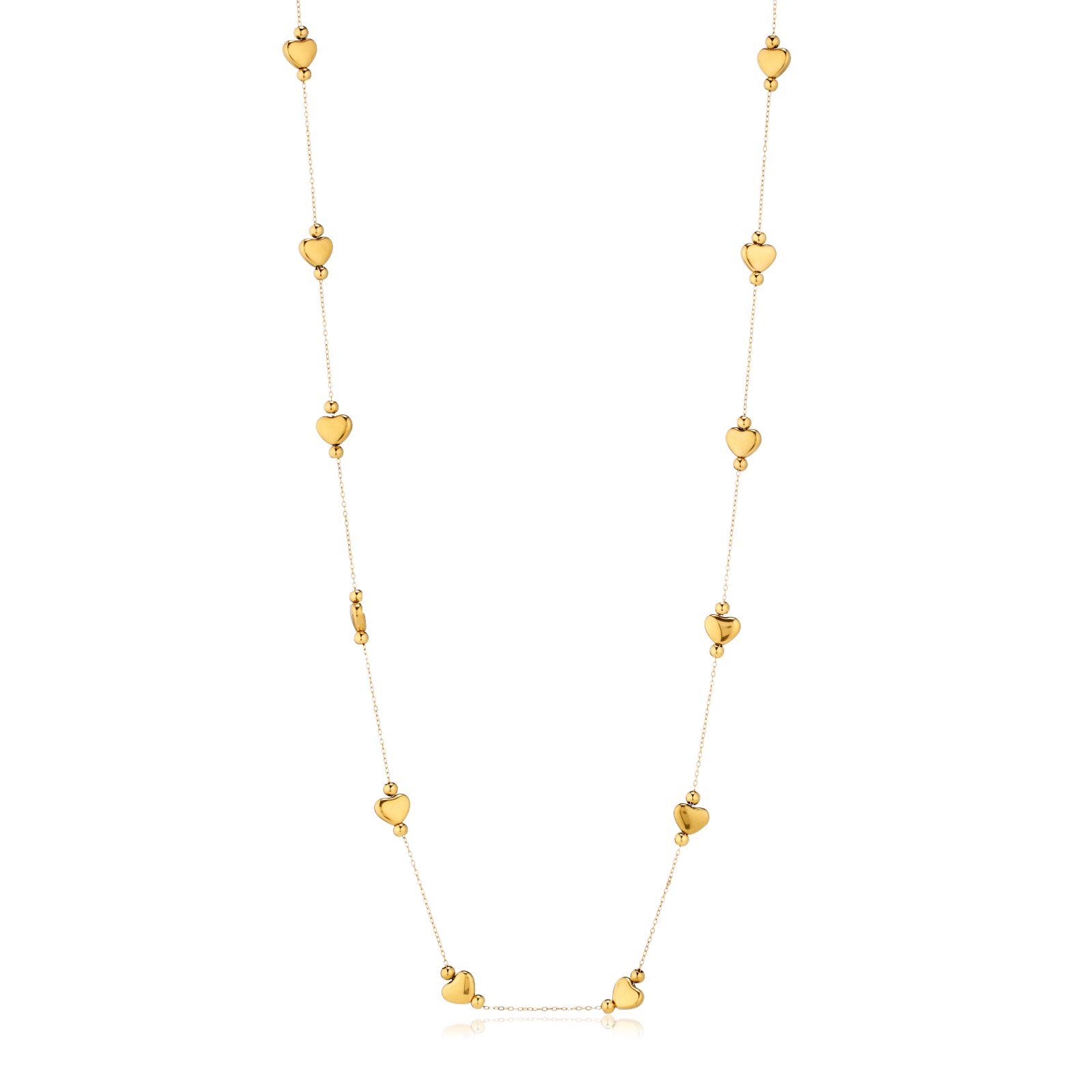 Steel by Diamonique Heart and Ball Bead Necklace Stainless Steel