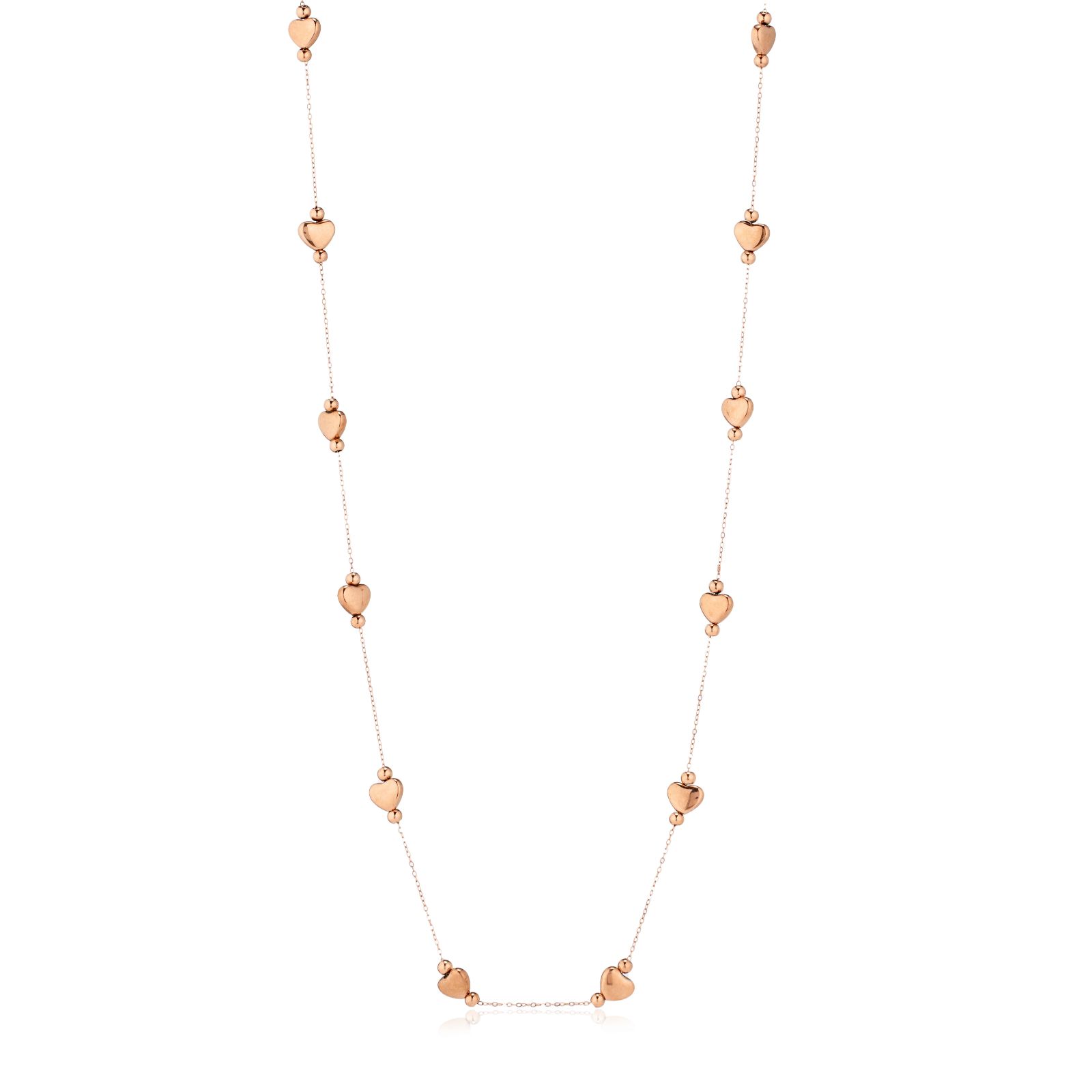 Steel by Diamonique Heart and Ball Bead Necklace Stainless Steel