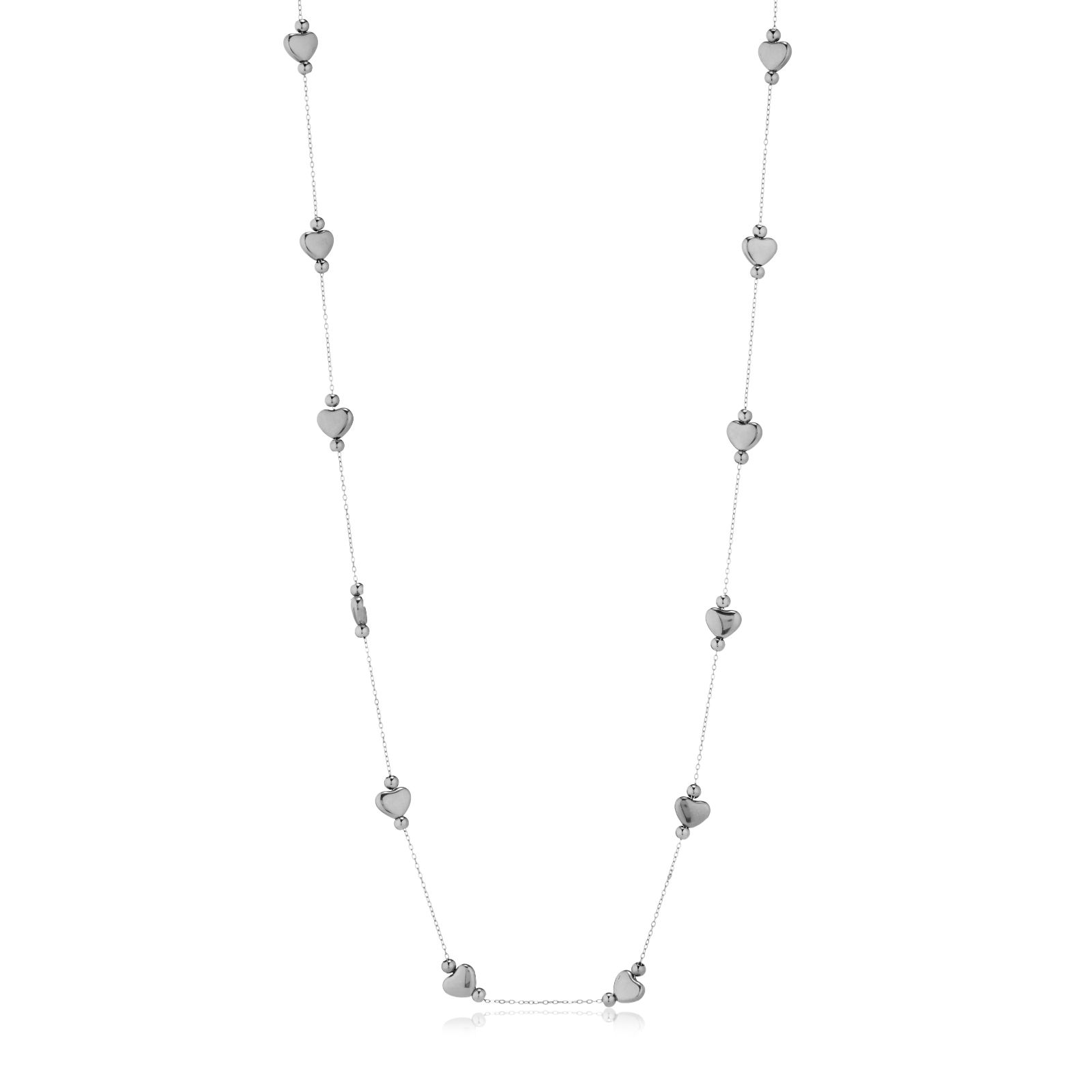 Steel by Diamonique Heart and Ball Bead Necklace Stainless Steel
