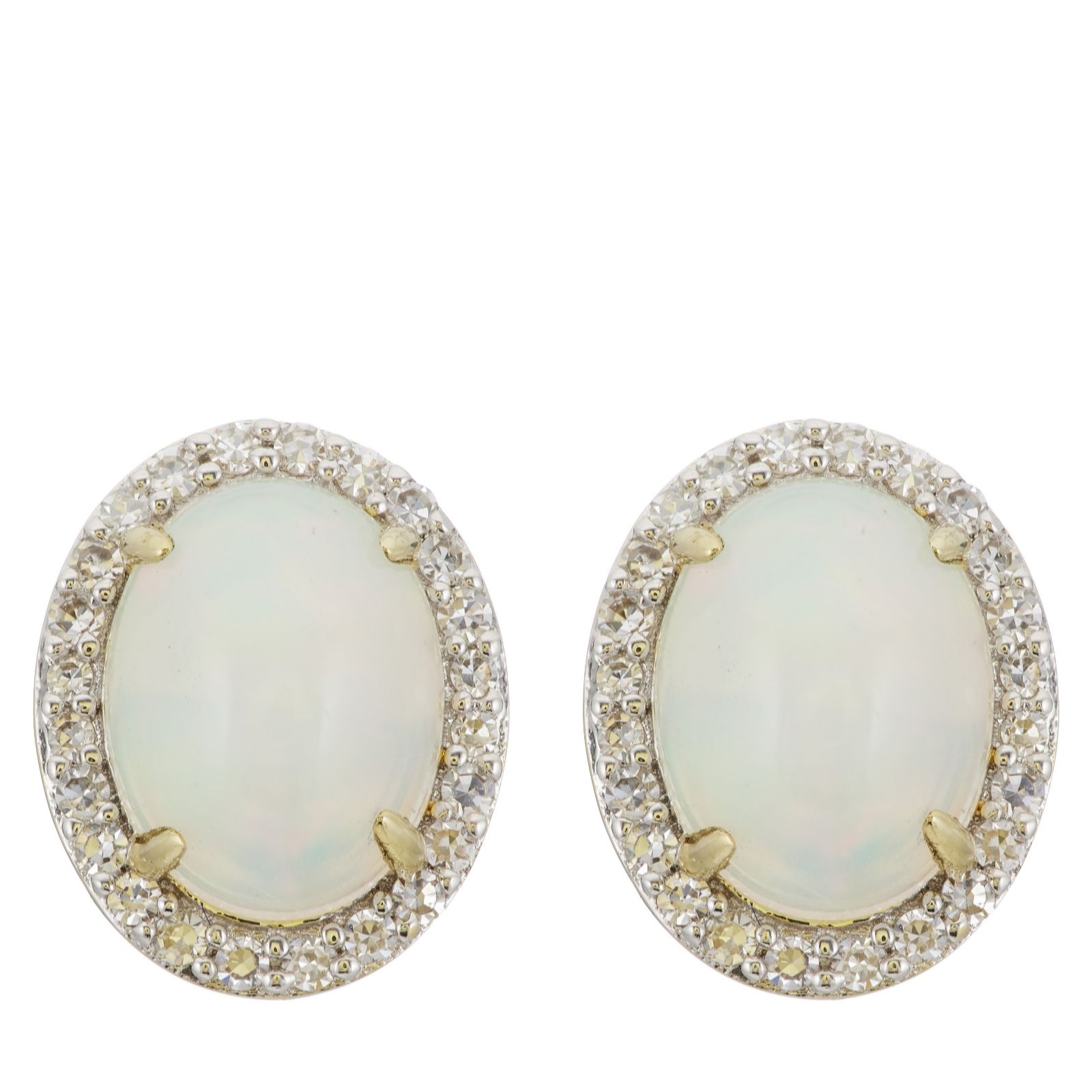 1.10ct Ethiopian Opal and 0.18ct Diamond Stud Earrings 9ct Gold