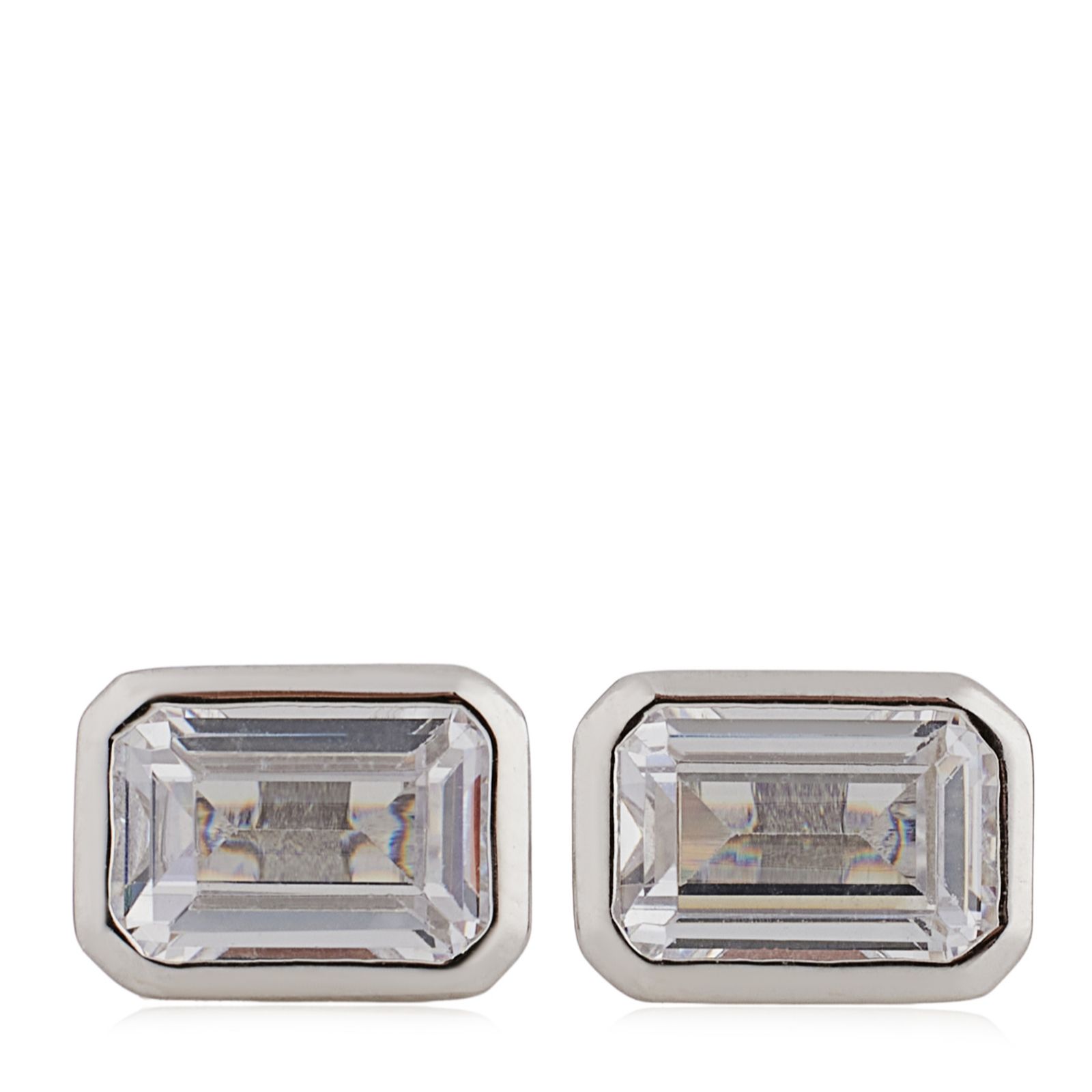 Diamonique 1ct tw East West Stud Earrings Sterling Silver