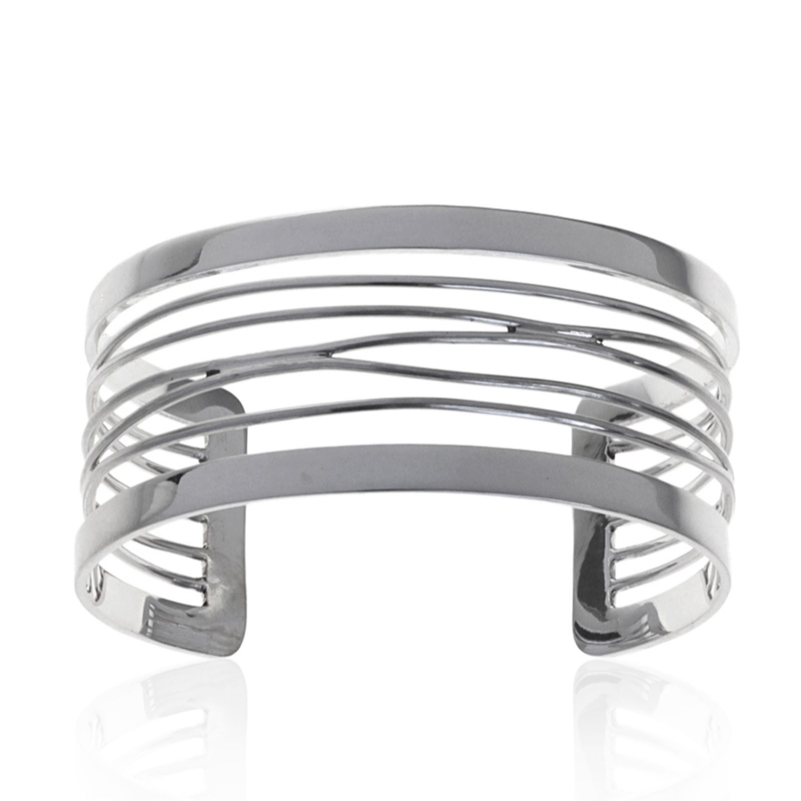 Nina B Multi Strand Cuff Bangle Sterling Silver