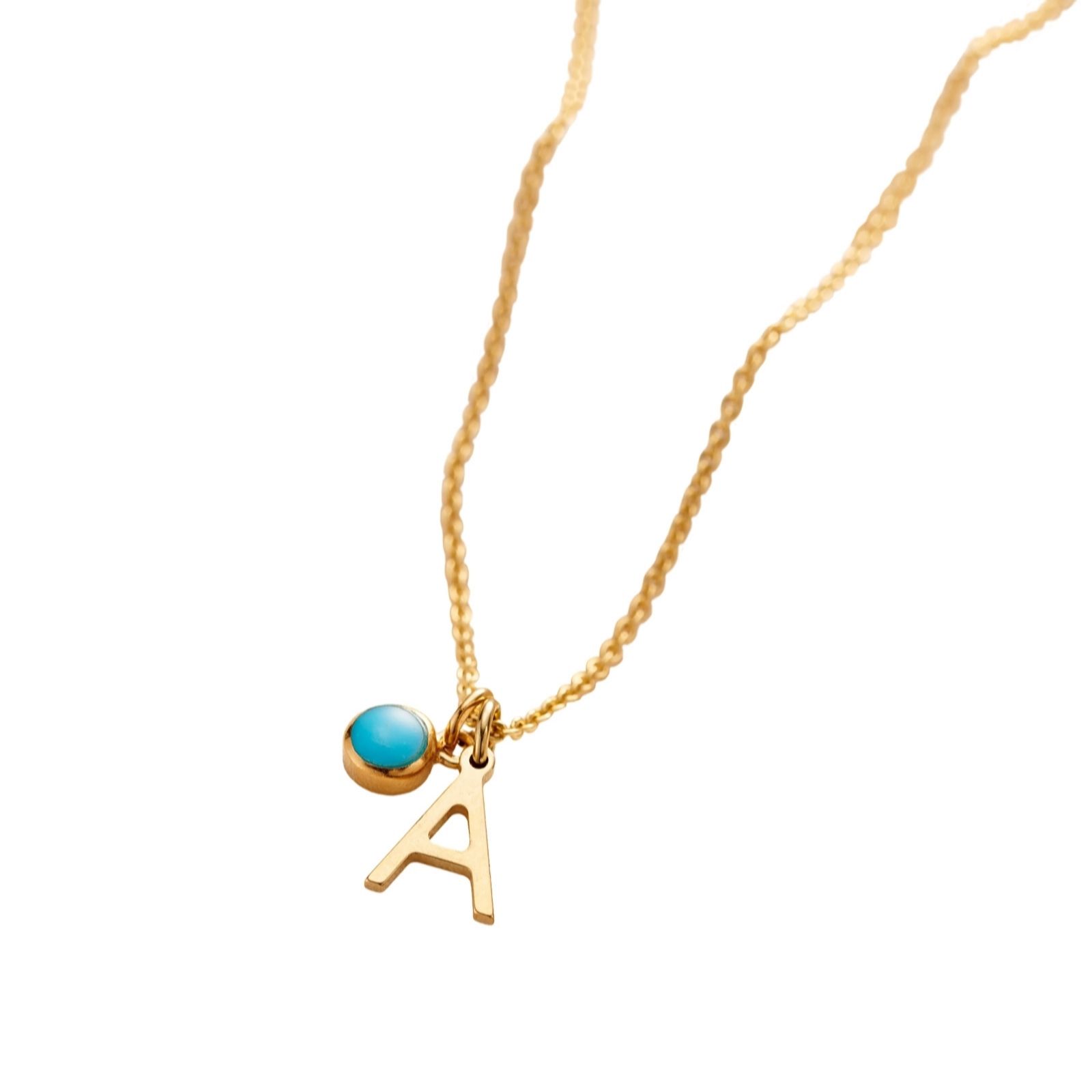 Posh Totty Designs Birthstone & Initial Charm Necklace Sterling Silver