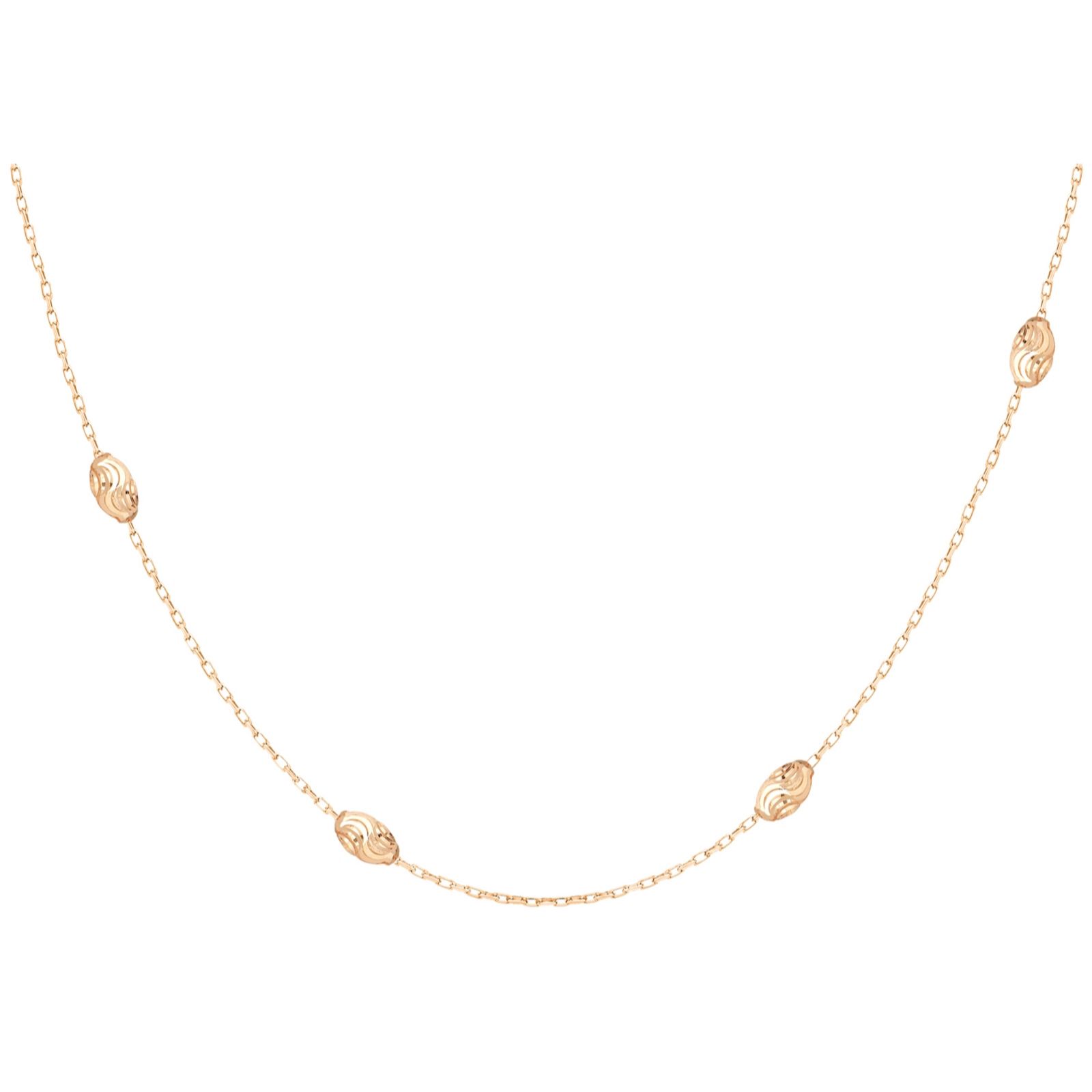 Faith & Brown Italian Crafted Reeded Bead Station Necklace Sterling Silver