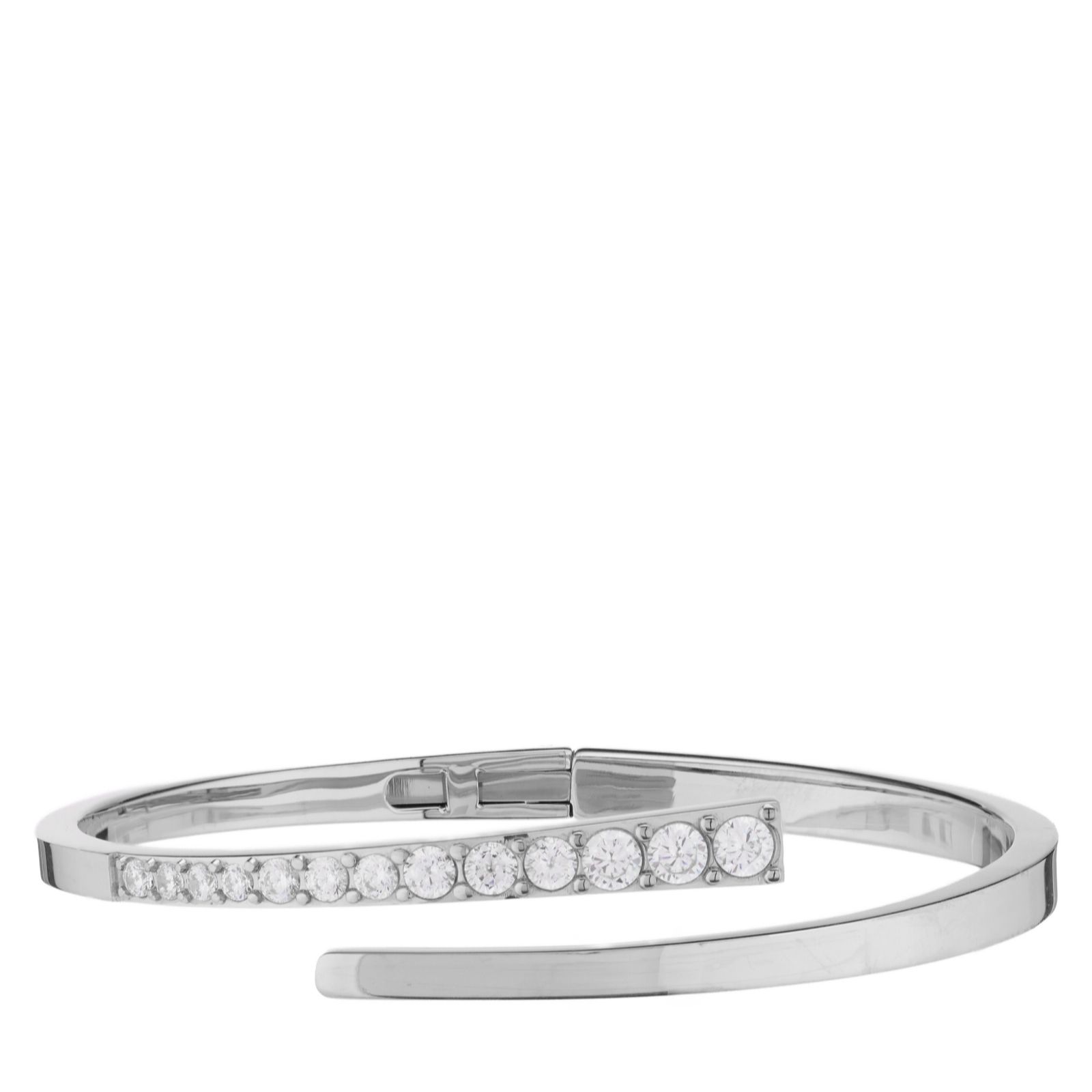  Steel by Diamonique Pave Hinged Bangle Stainless Steel