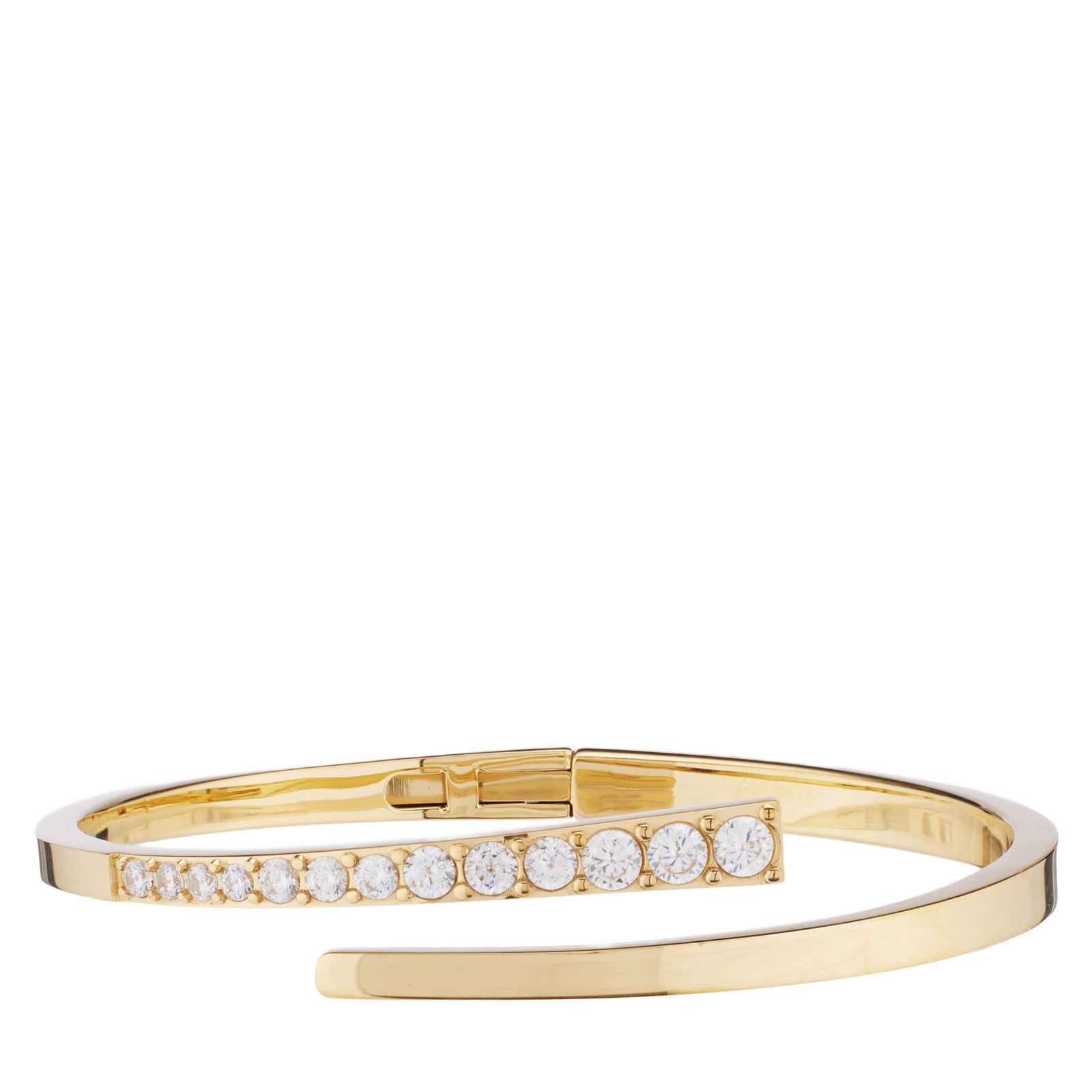 Steel by Diamonique Pave Hinged Bangle Stainless Steel