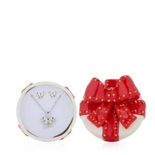 Steel by Diamonique Bow Necklace & Earring Set in Gift Box