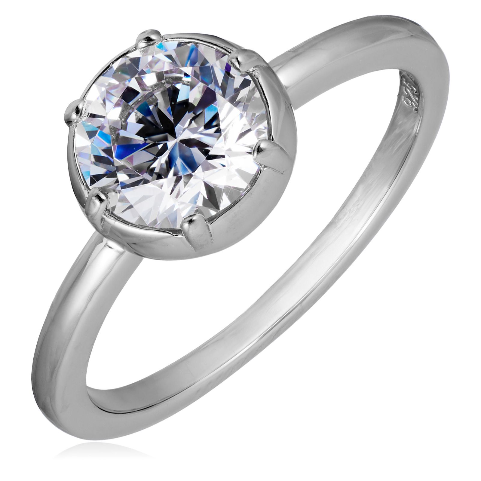 Diamonique 1.7ct tw Georgian Cut Solitaire Ring Sterling Silver