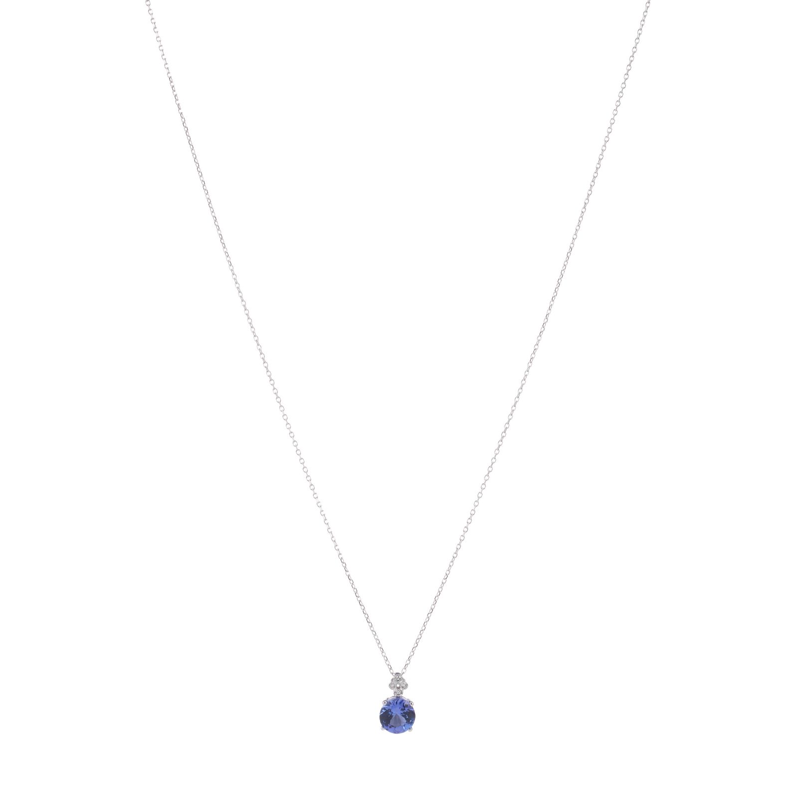 1.35ct AA Tanzanite & 0.05ct Bezel Set Diamond Pendant & Chain