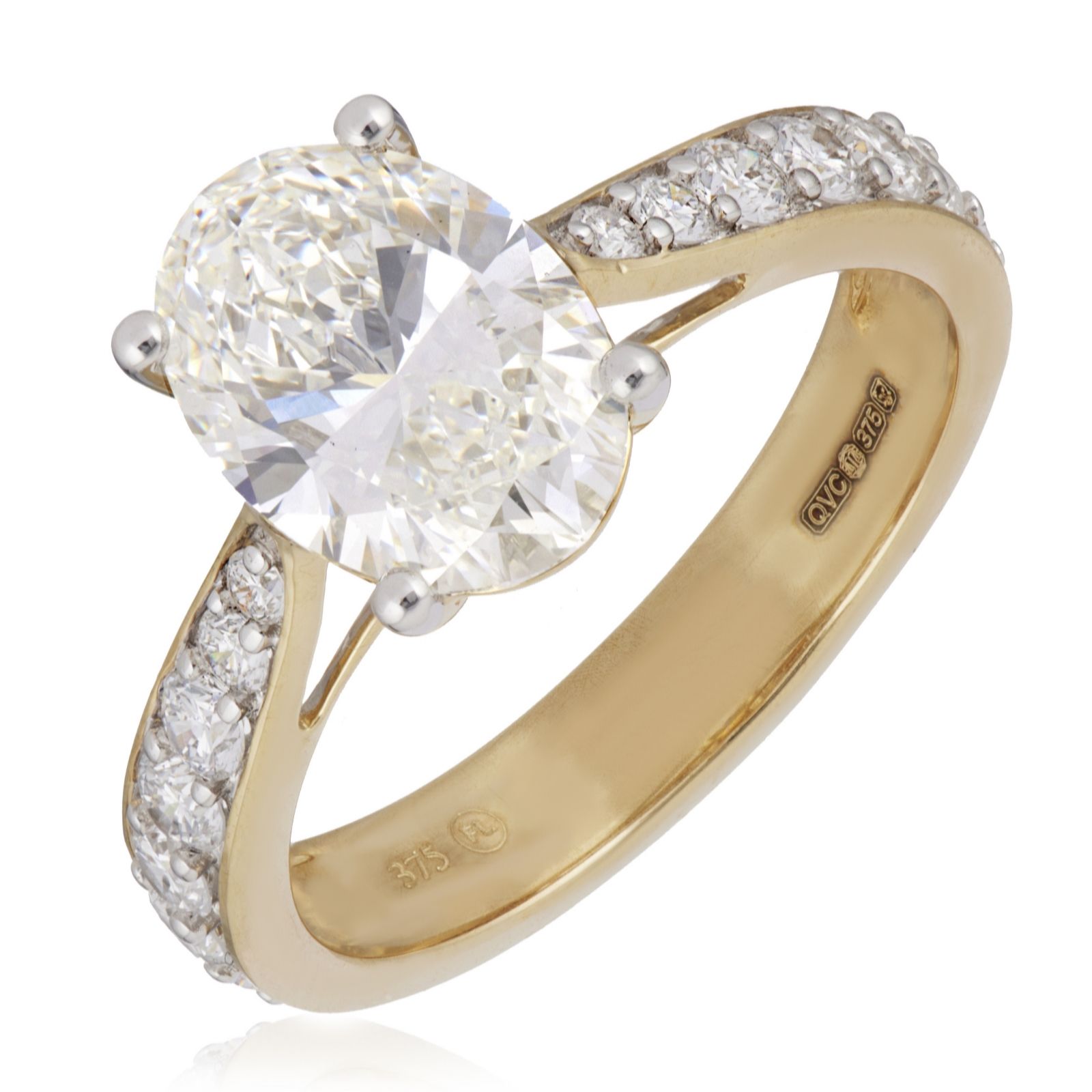 Fire Light 2.5ct Lab Grown Diamond Oval Solitaire Ring 9ct Gold