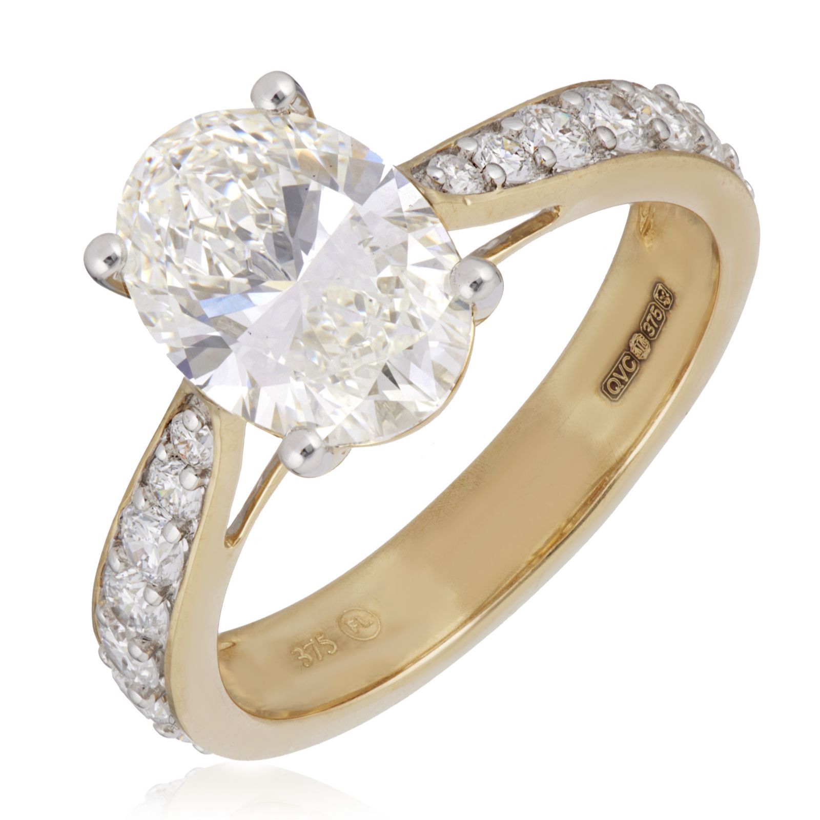 Fire Light 2.5ct Lab Grown Diamond Oval Solitaire Ring 9ct Gold