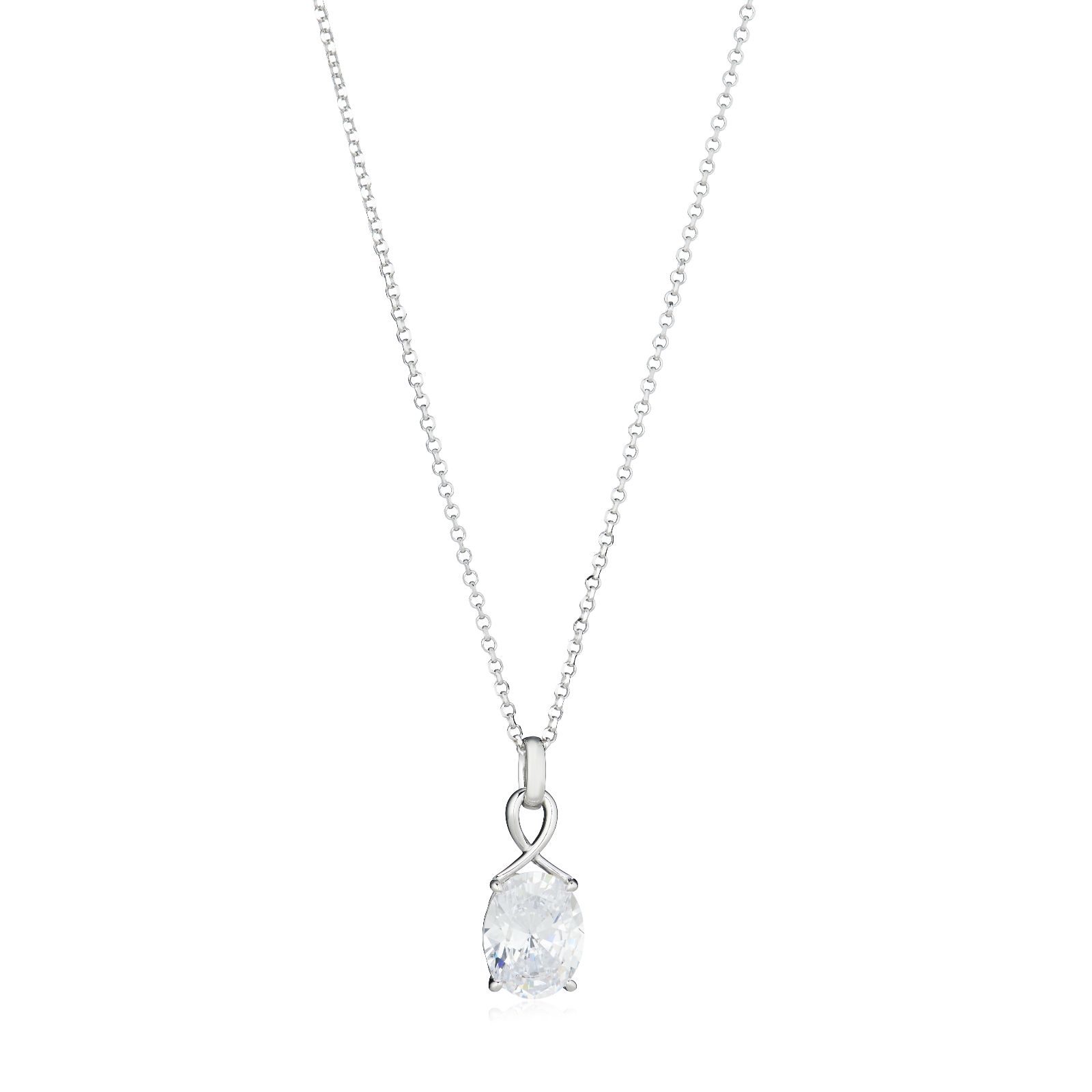 Diamonique 3ct tw Oval Pendant & Chain Sterling Silver