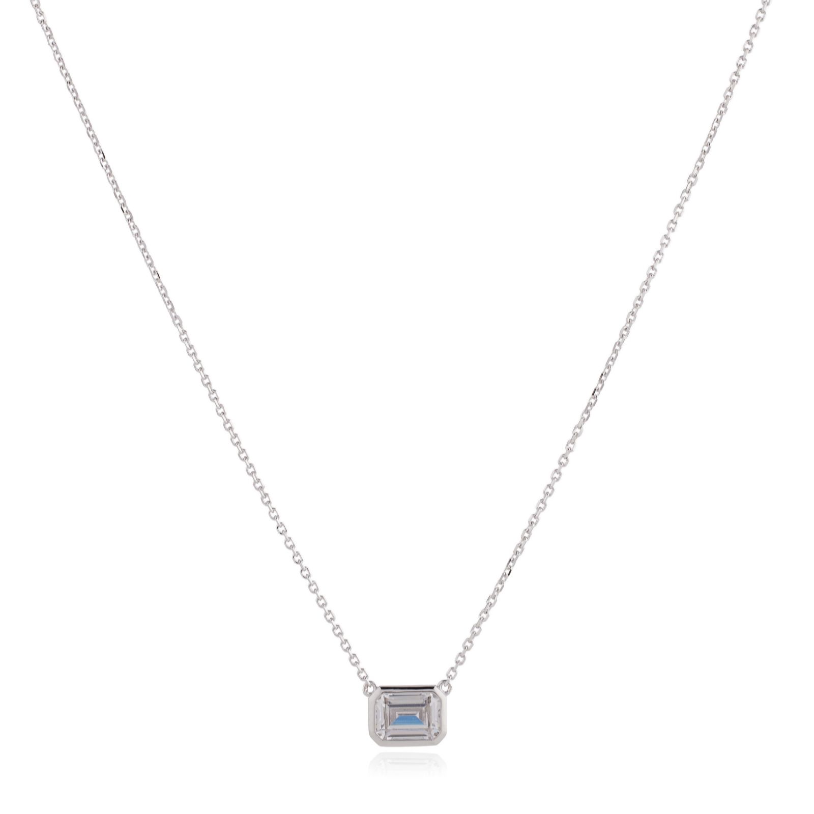 Diamonique 1ct East West Pendant Necklace Sterling Silver