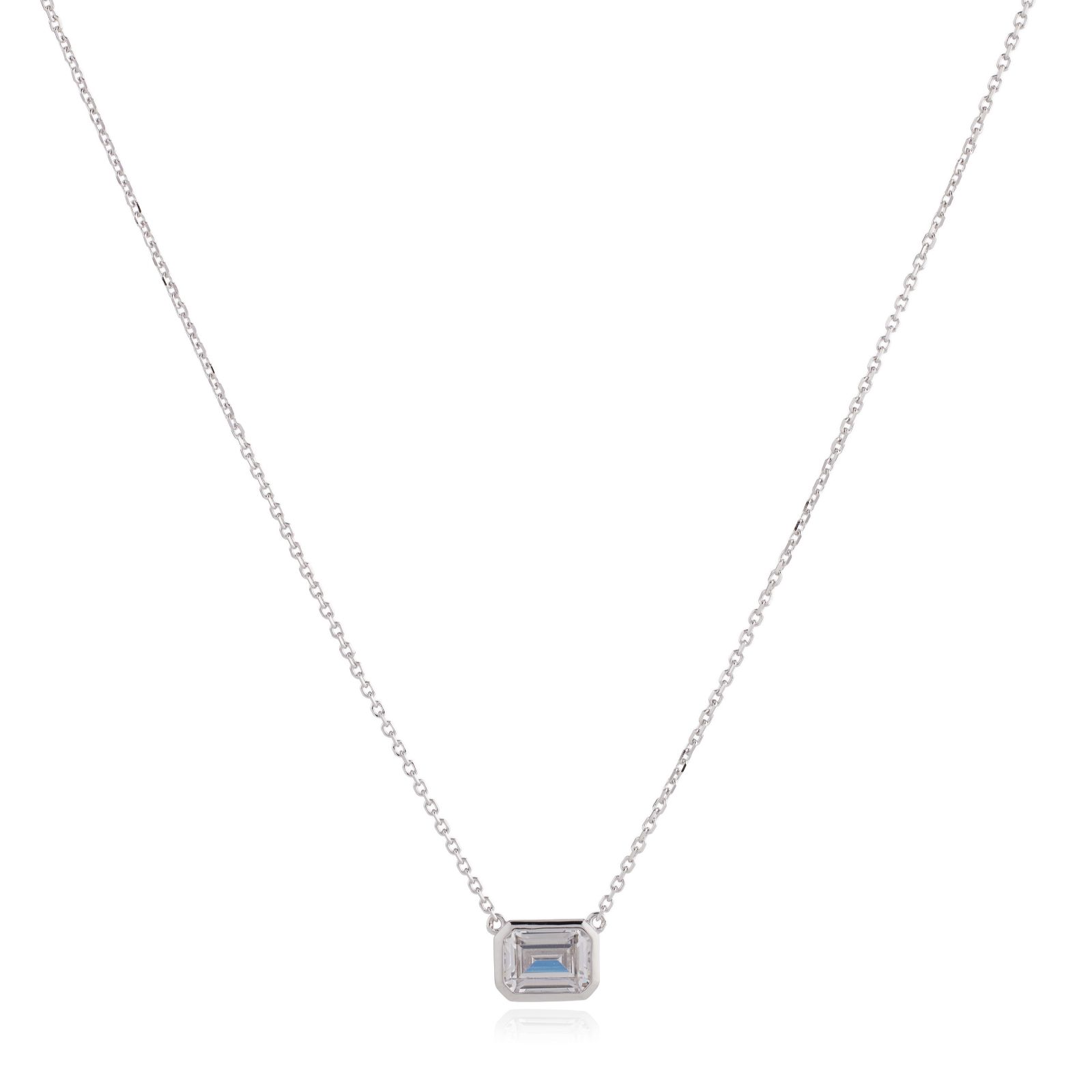Diamonique 1ct East West Pendant Necklace Sterling Silver