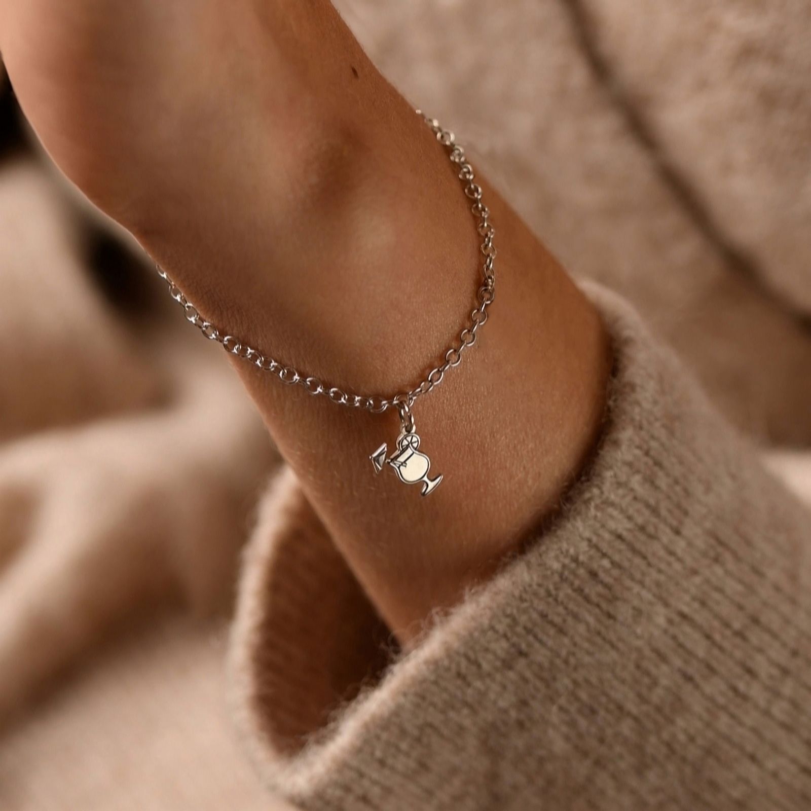 Posh Totty Designs Dinky Charm Bracelet with 1 Charm Sterling Silver