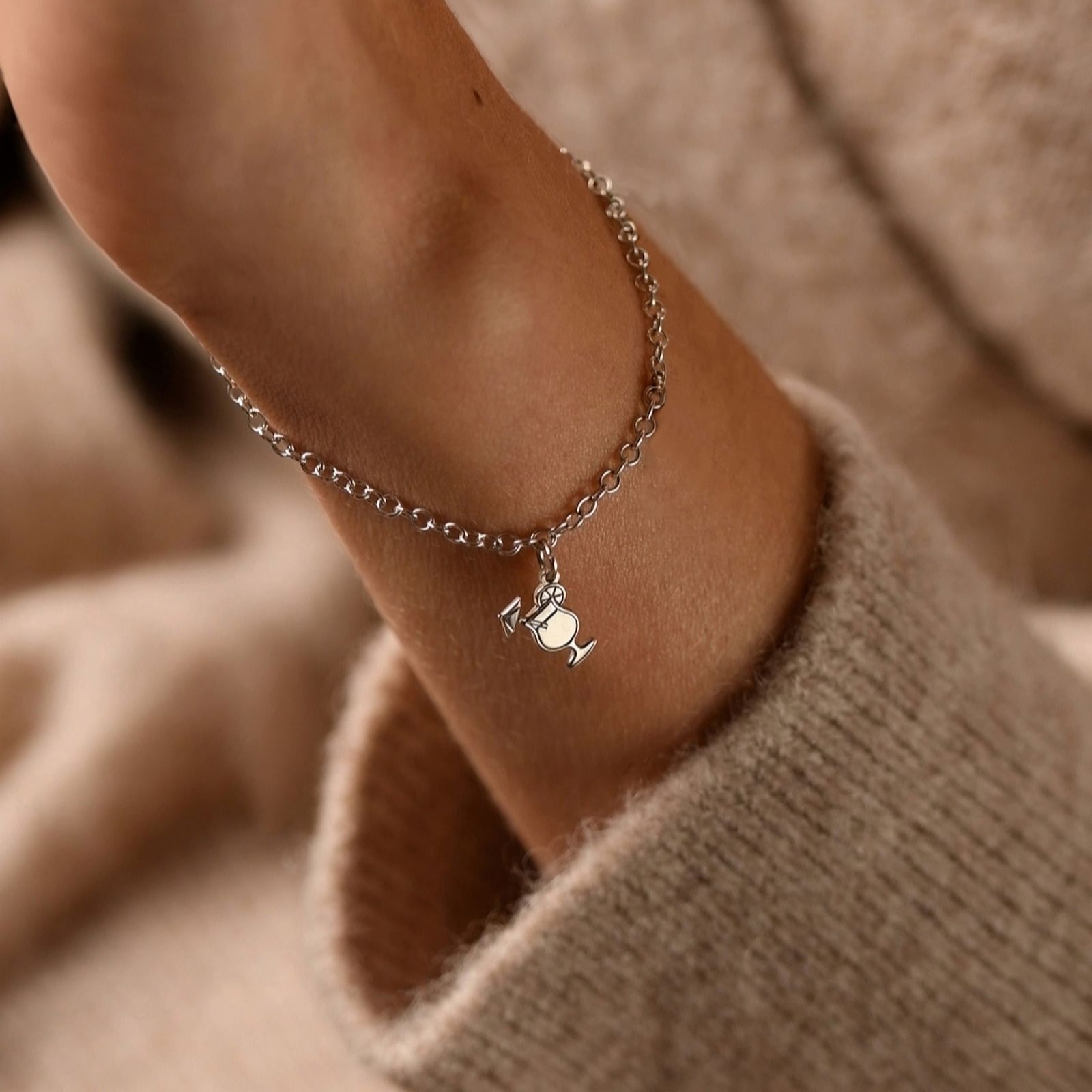 Posh Totty Designs Dinky Charm Bracelet with 1 Charm Sterling Silver