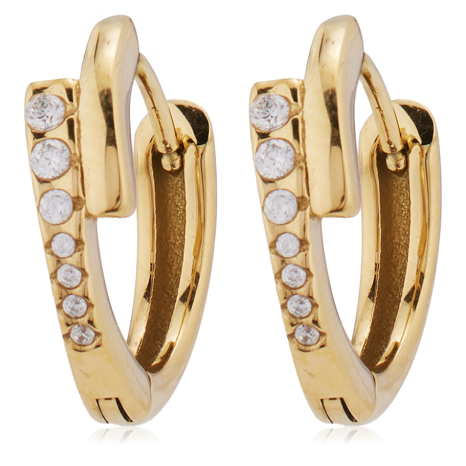 Steel by Diamonique Pave Hoop Earrings Stainless Steel