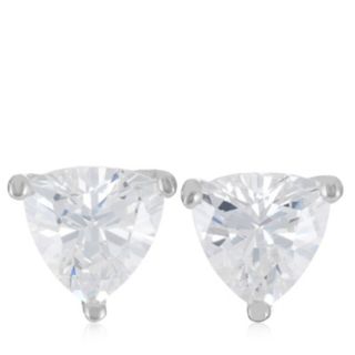 Diamonique 1ct tw Ceramic Present Trillion Cut Stud Earrings Sterling Silver