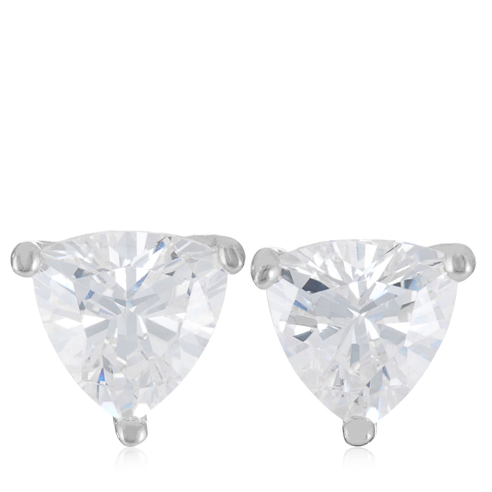 Diamonique 1ct tw Ceramic Present Trillion Cut Stud Earrings Sterling Silver