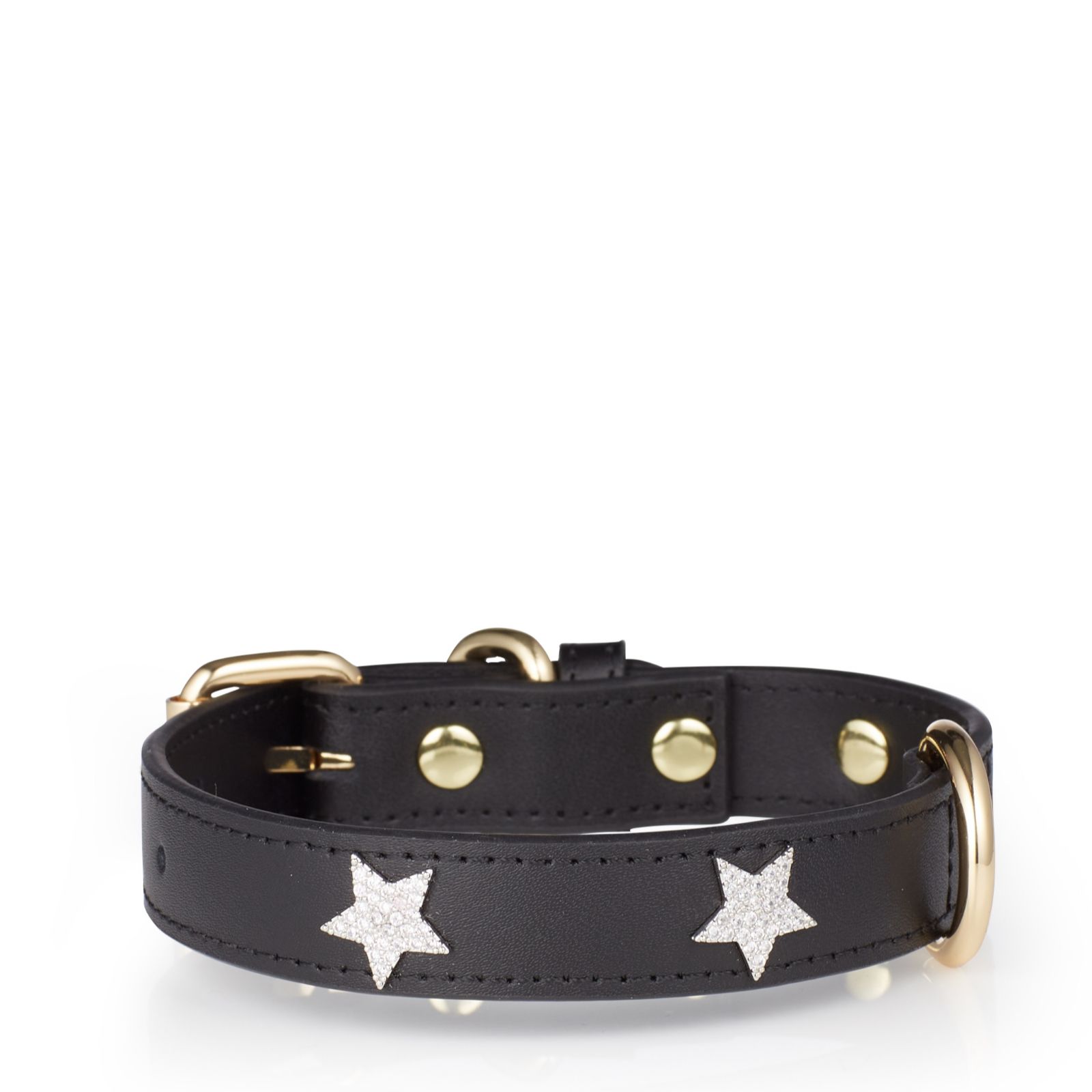 Diamonique 1.4ct tw Star Motif Leather Dog Collar