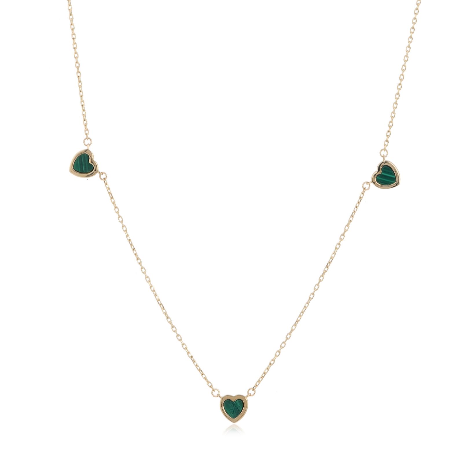 GOLD 9ct Yellow Gold 3 x 6mm Heart Petals Necklace 1.8g