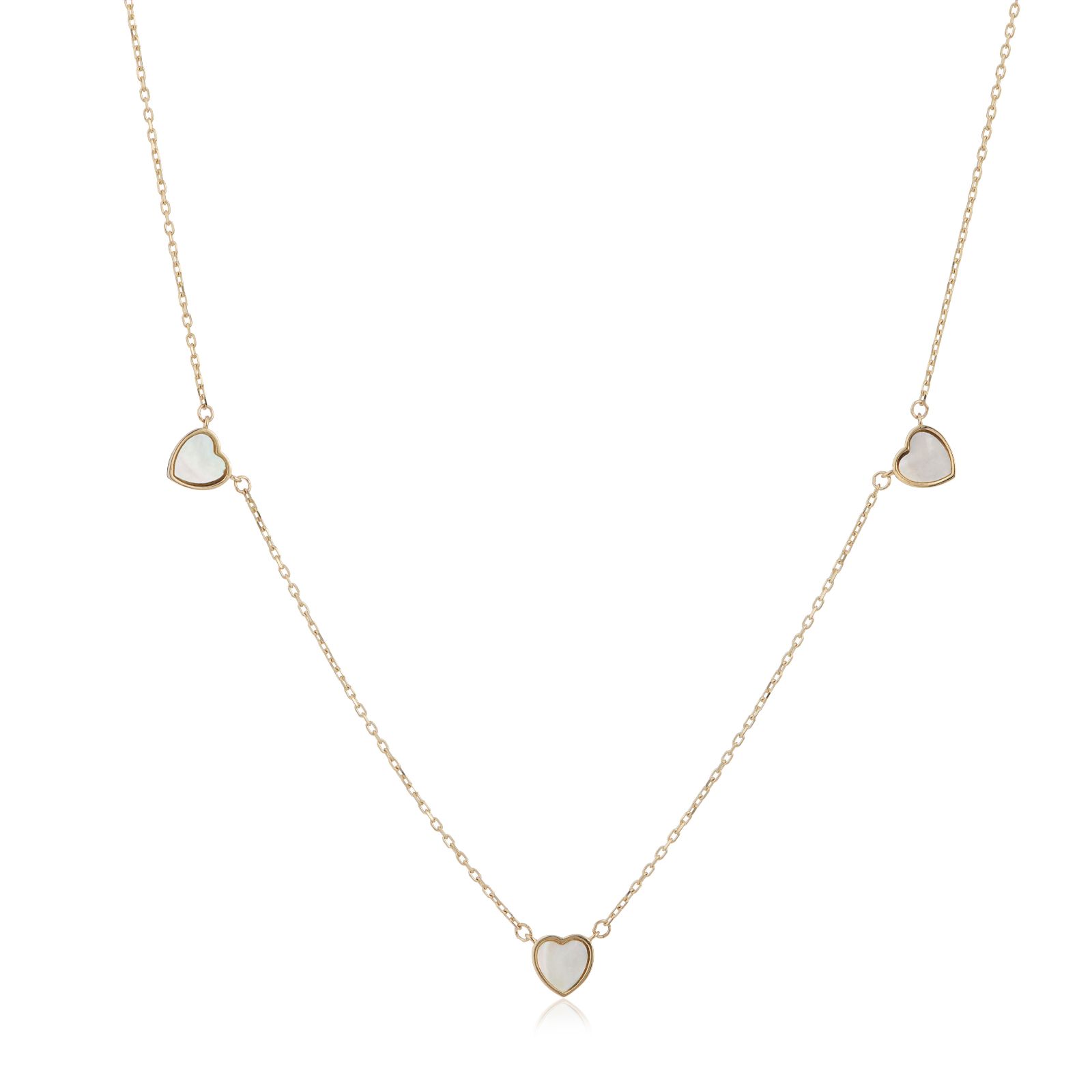 GOLD 9ct Yellow Gold 3 x 6mm Heart Petals Necklace 1.8g