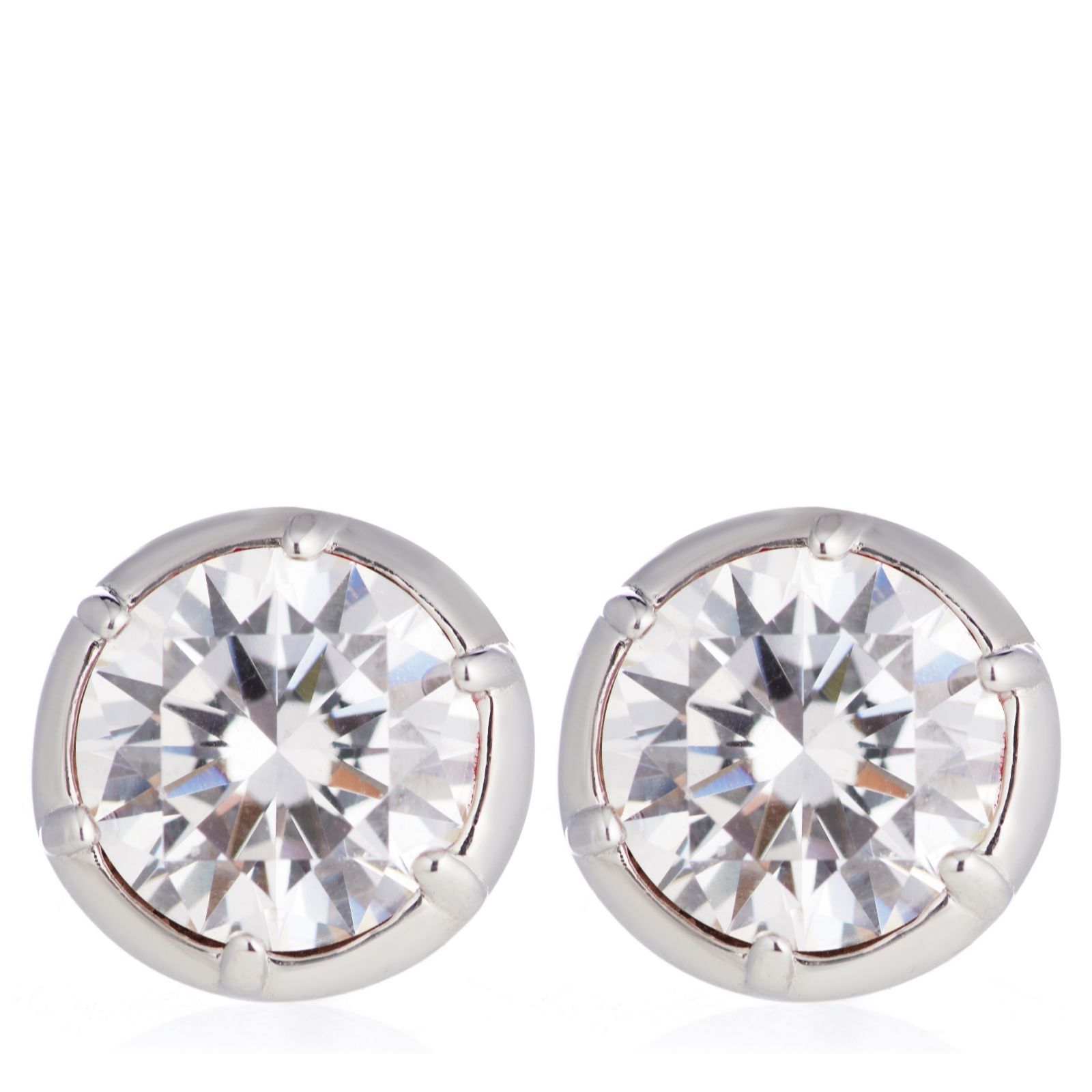 Diamonique 2ct tw Georgian Cut Down Solitaire Stud Earrings Sterling Silver