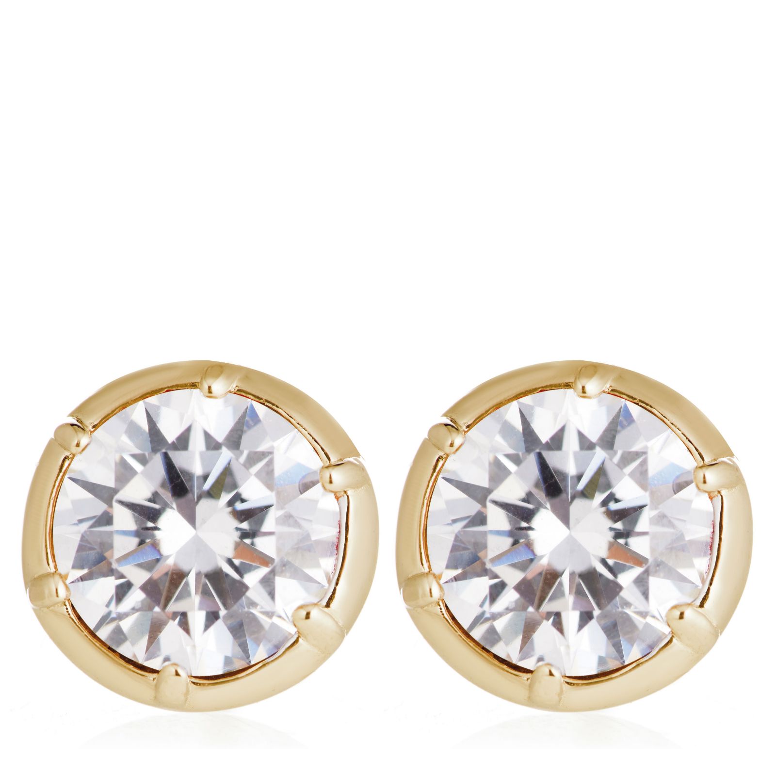 Diamonique 2ct tw Georgian Cut Down Solitaire Stud Earrings Sterling Silver