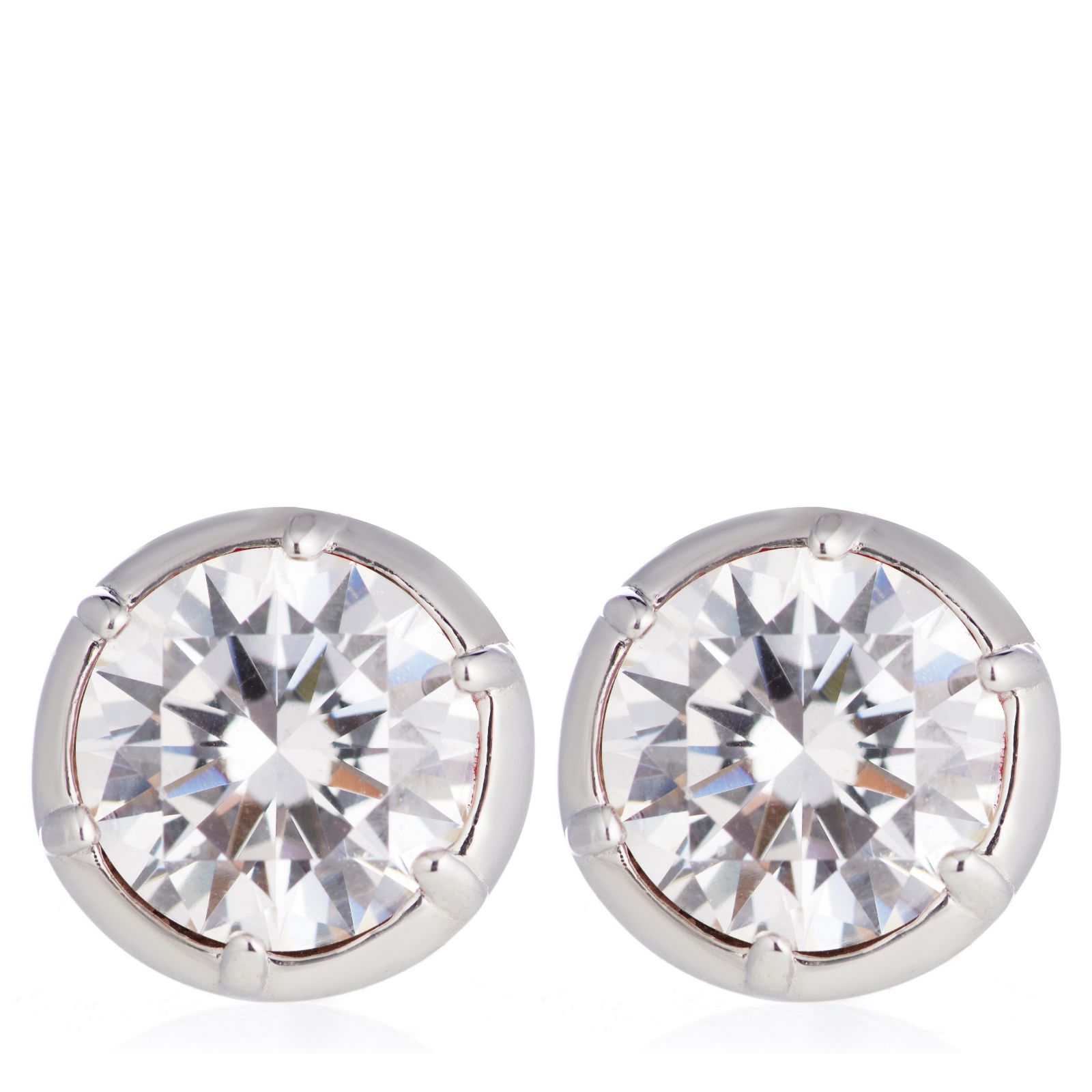 Diamonique 2ct tw Georgian Cut Down Solitaire Stud Earrings Sterling Silver