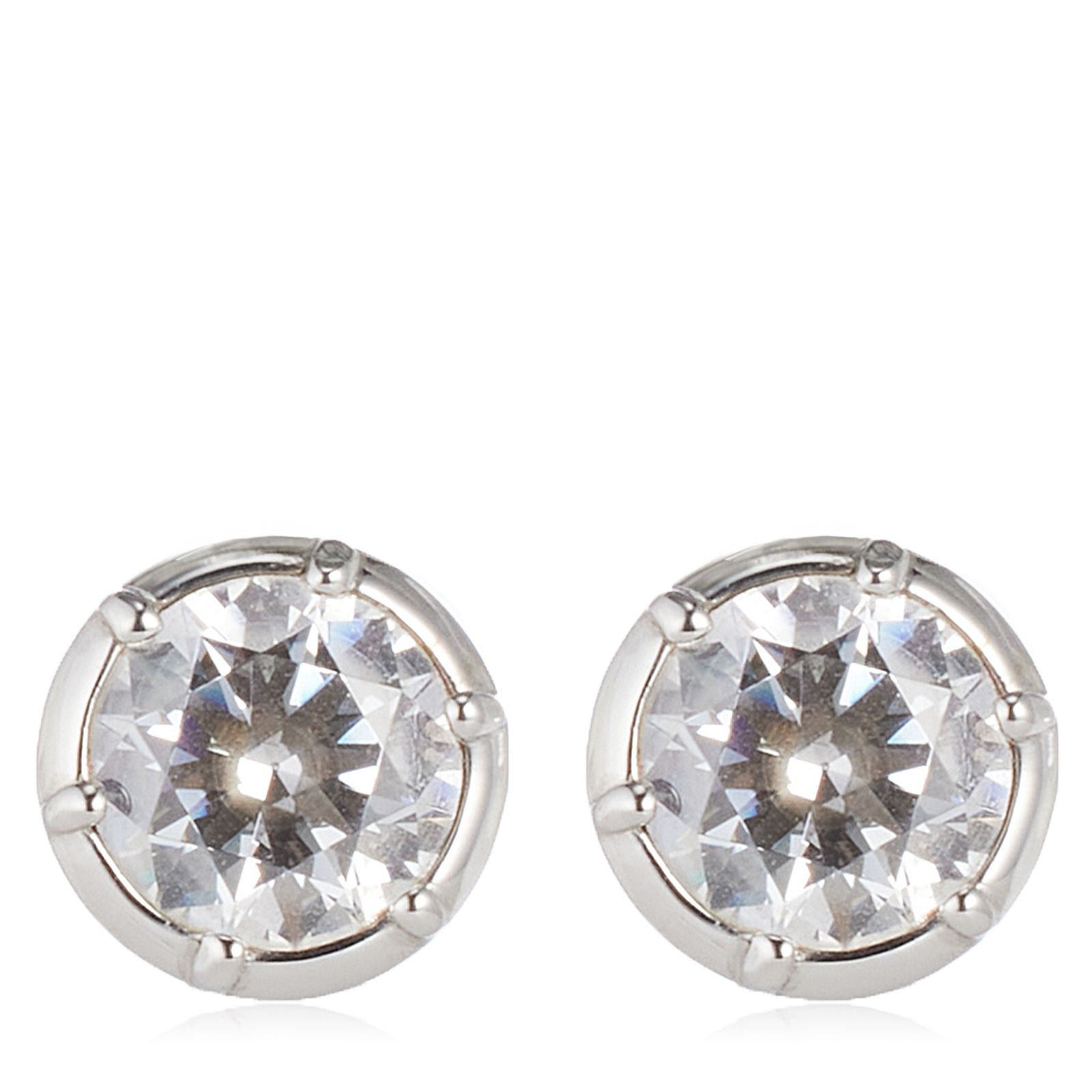 Diamonique 2ct tw Georgian Cut Down Solitaire Stud Earrings Sterling Silver