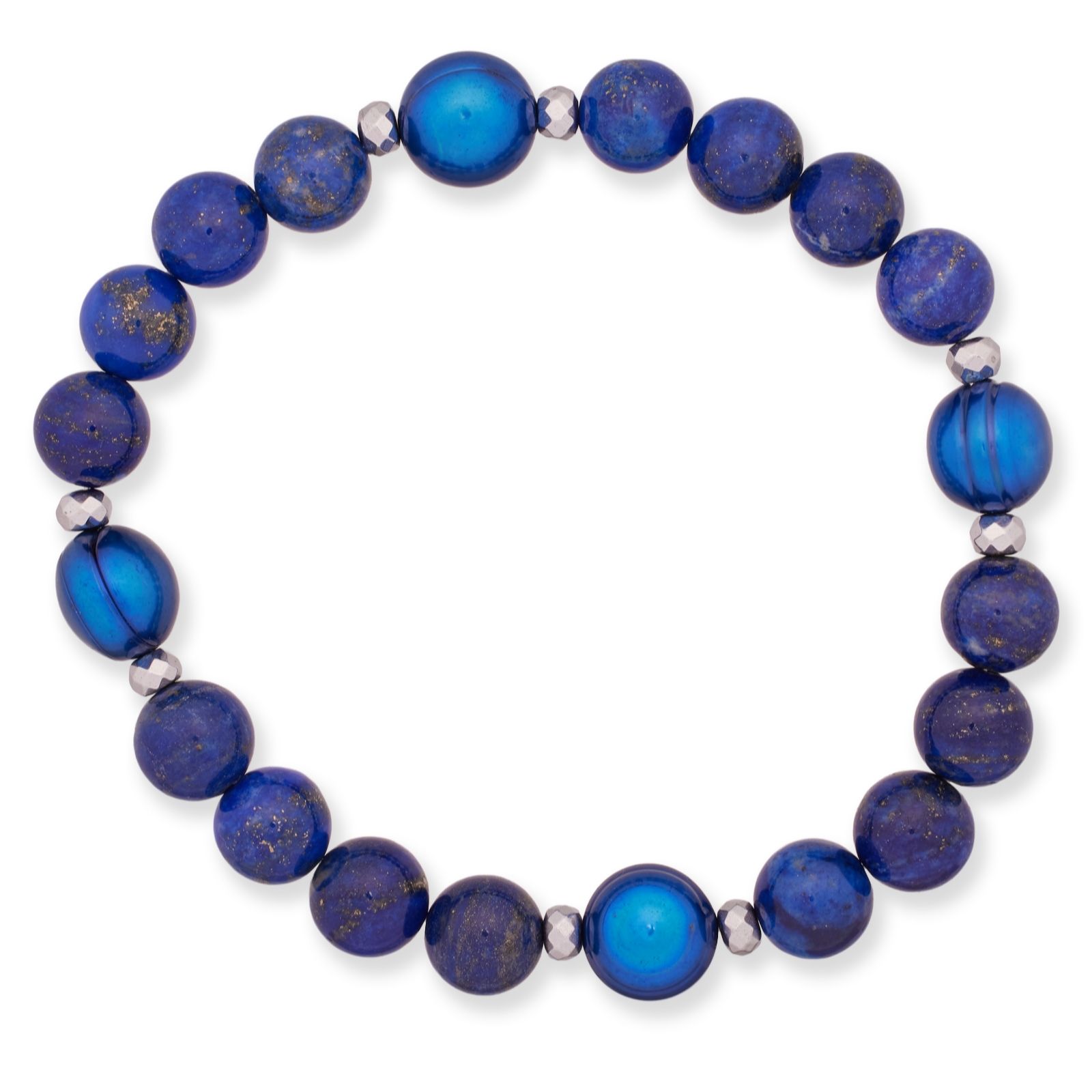 Lara Pearl 9-10mm Ringed Potato & Semi Precious Bracelet