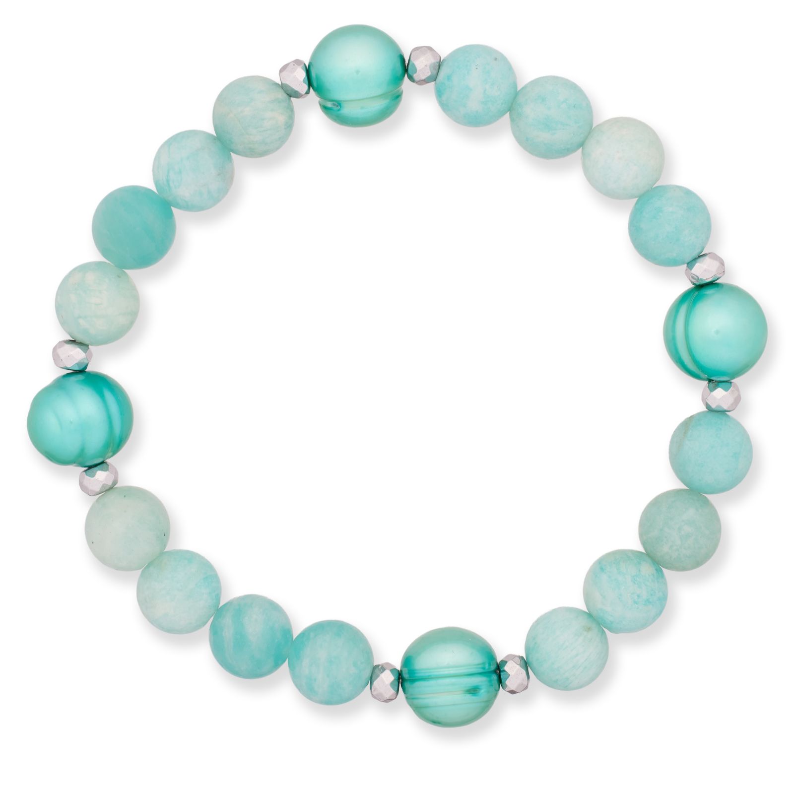 Lara Pearl 9-10mm Ringed Potato & Semi Precious Bracelet
