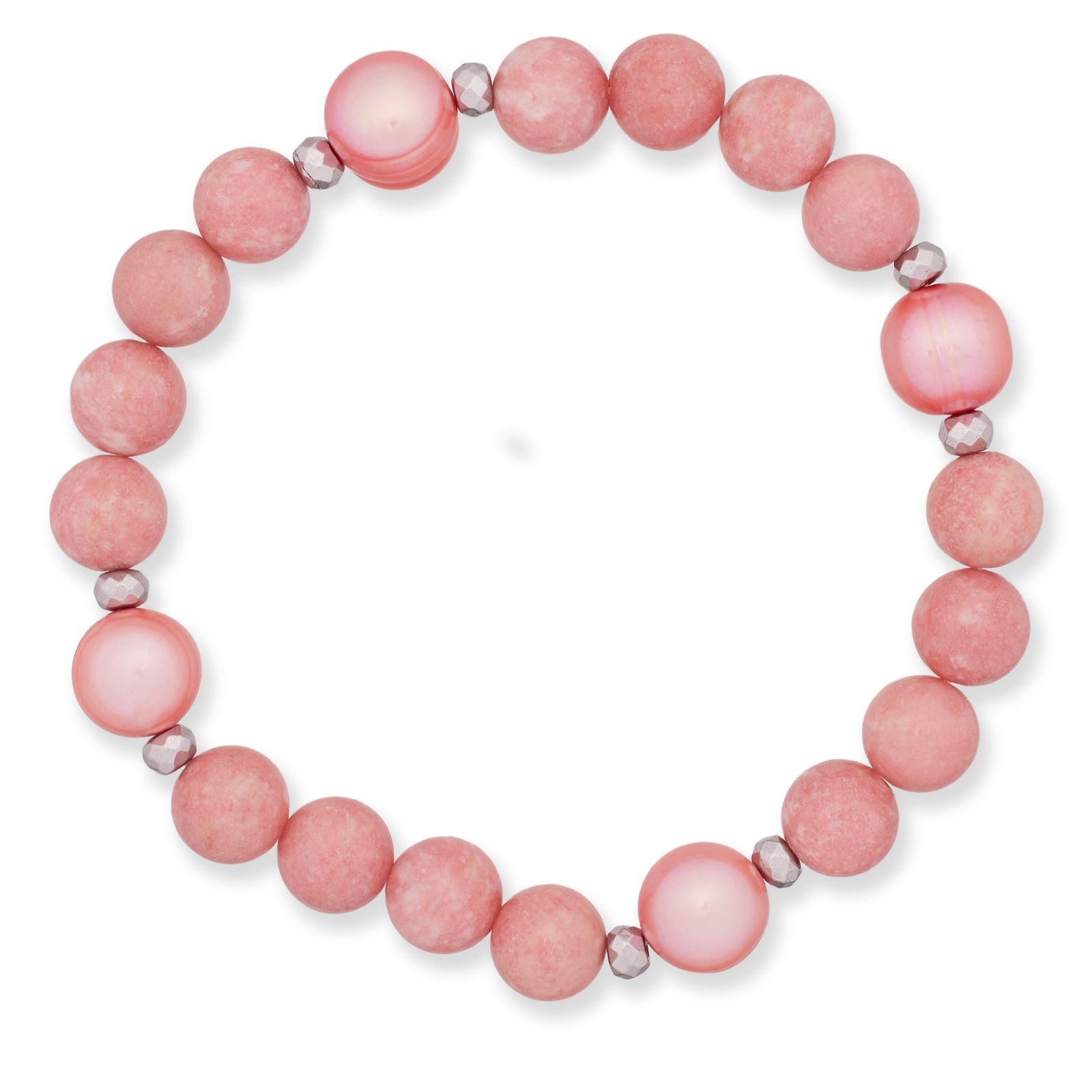 Lara Pearl 9-10mm Ringed Potato & Semi Precious Bracelet